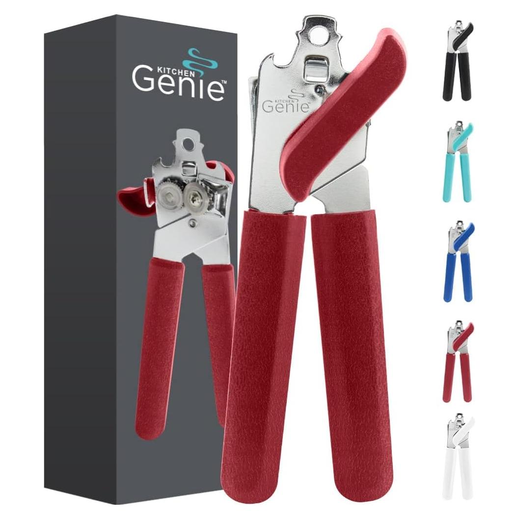 Abrelatas Manual Kitchen Genie de Acero Inoxidable Rojo
