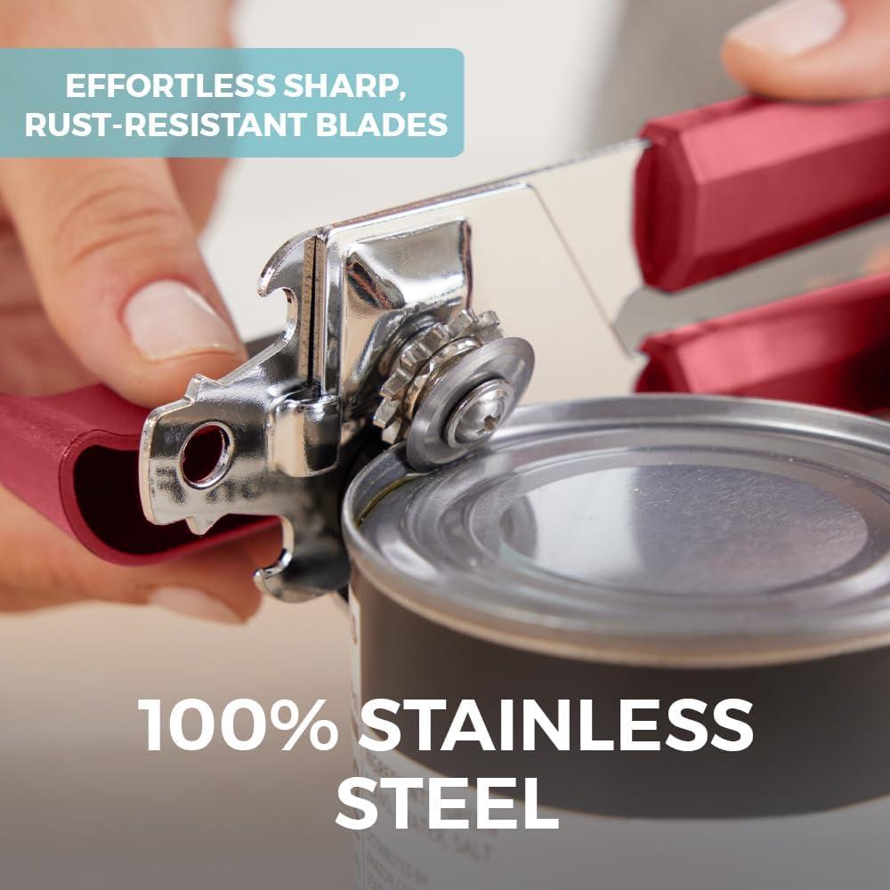 Abrelatas Manual Kitchen Genie de Acero Inoxidable Rojo