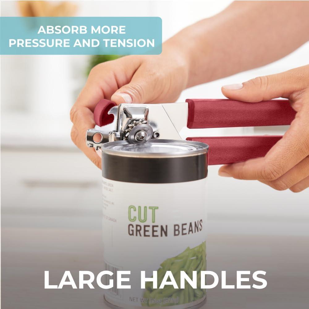 Abrelatas Manual Kitchen Genie de Acero Inoxidable Rojo