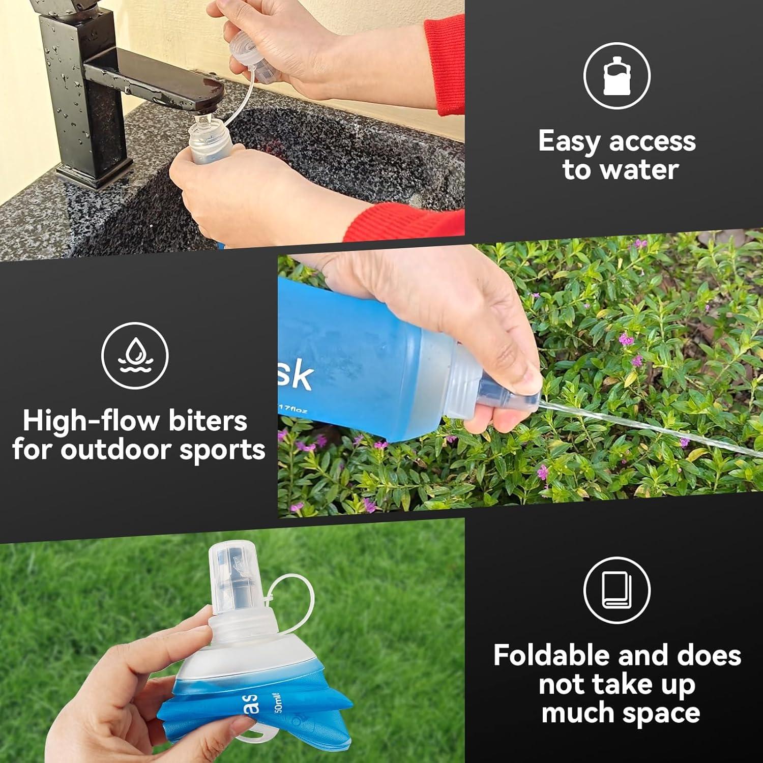 Botella Colapsable SHELEMB 500ml Azul para Deportes y Viajes