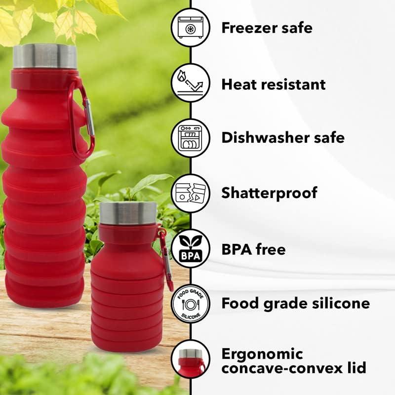 Botella de Agua Plegable Gadgetime USA 0.51L Roja Silicona