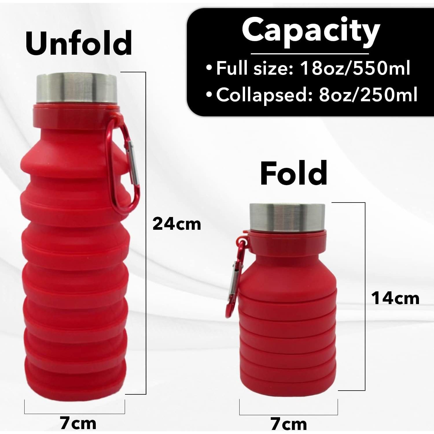 Botella de Agua Plegable Gadgetime USA 0.51L Roja Silicona