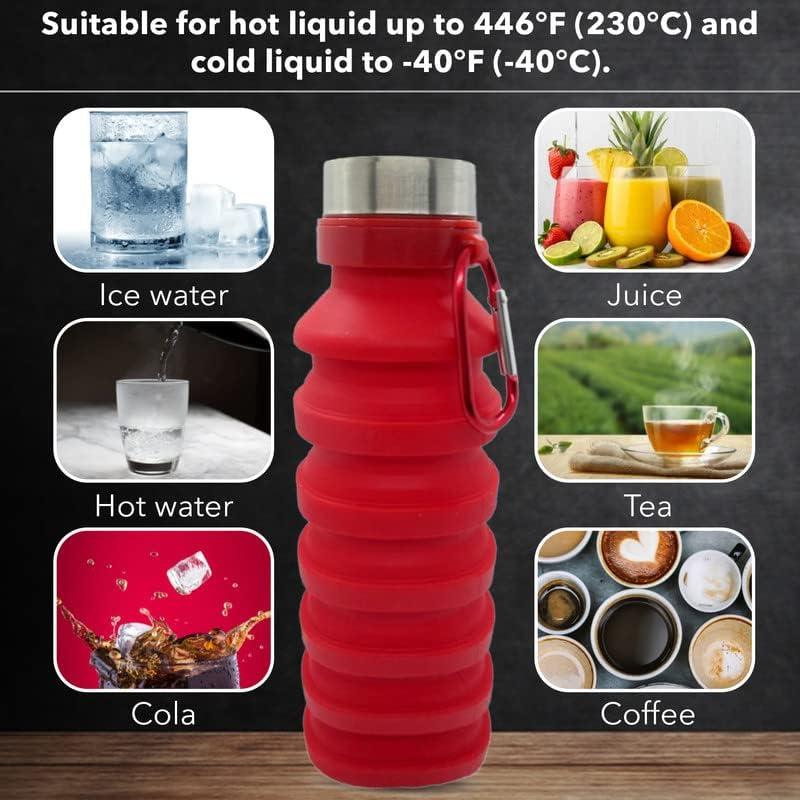 Botella de Agua Plegable Gadgetime USA 0.51L Roja Silicona