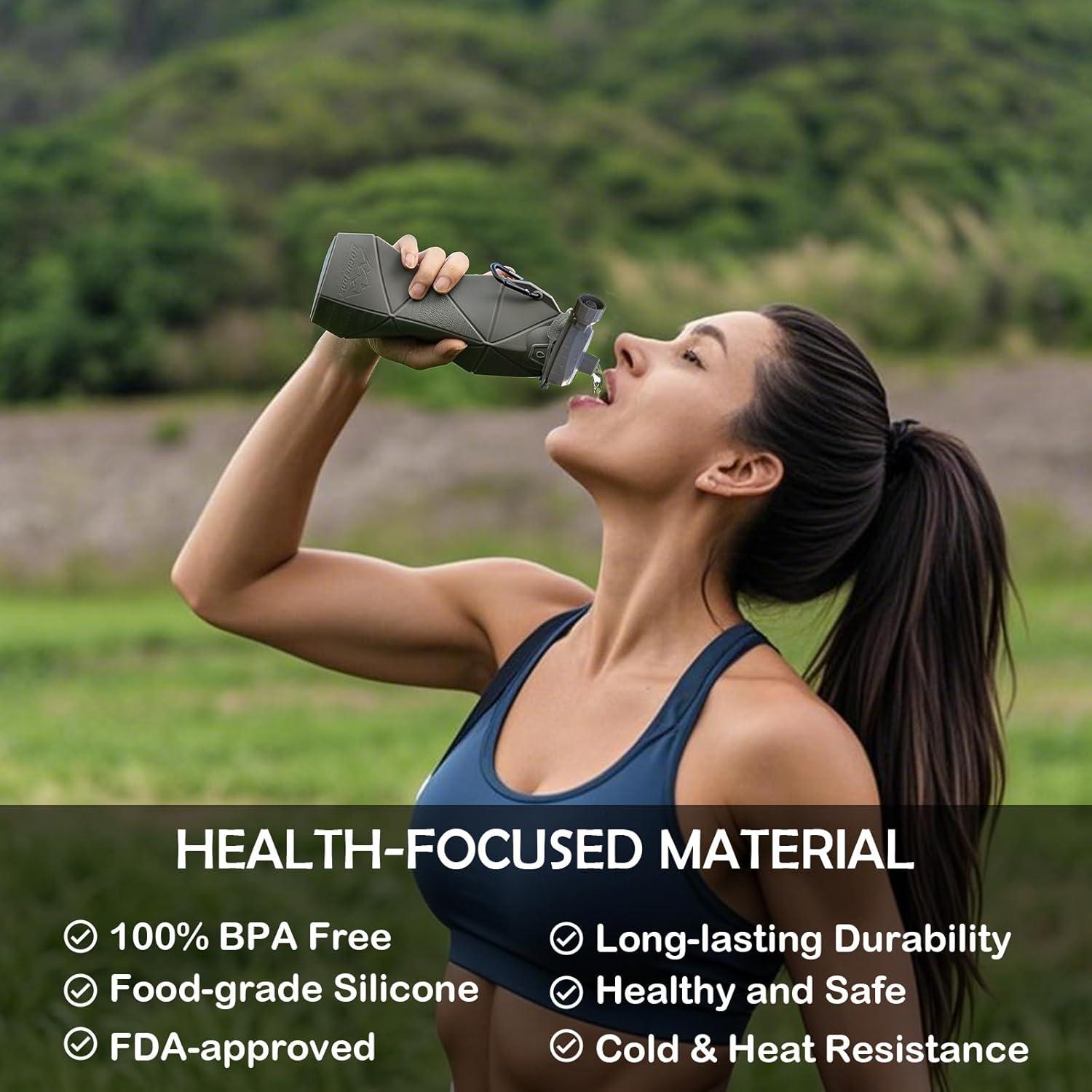 Botella de Agua Plegable Paspring 580ml Silicona Gris