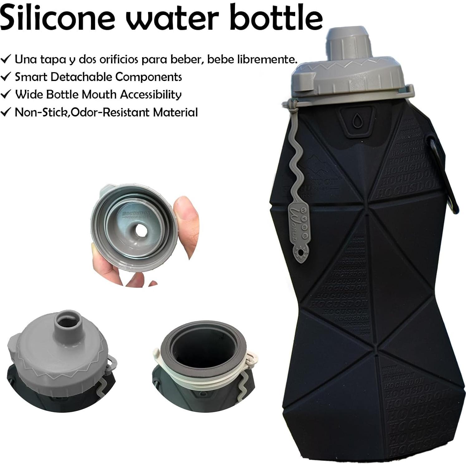 Botella de Agua Plegable Paspring 580ml Silicona Gris