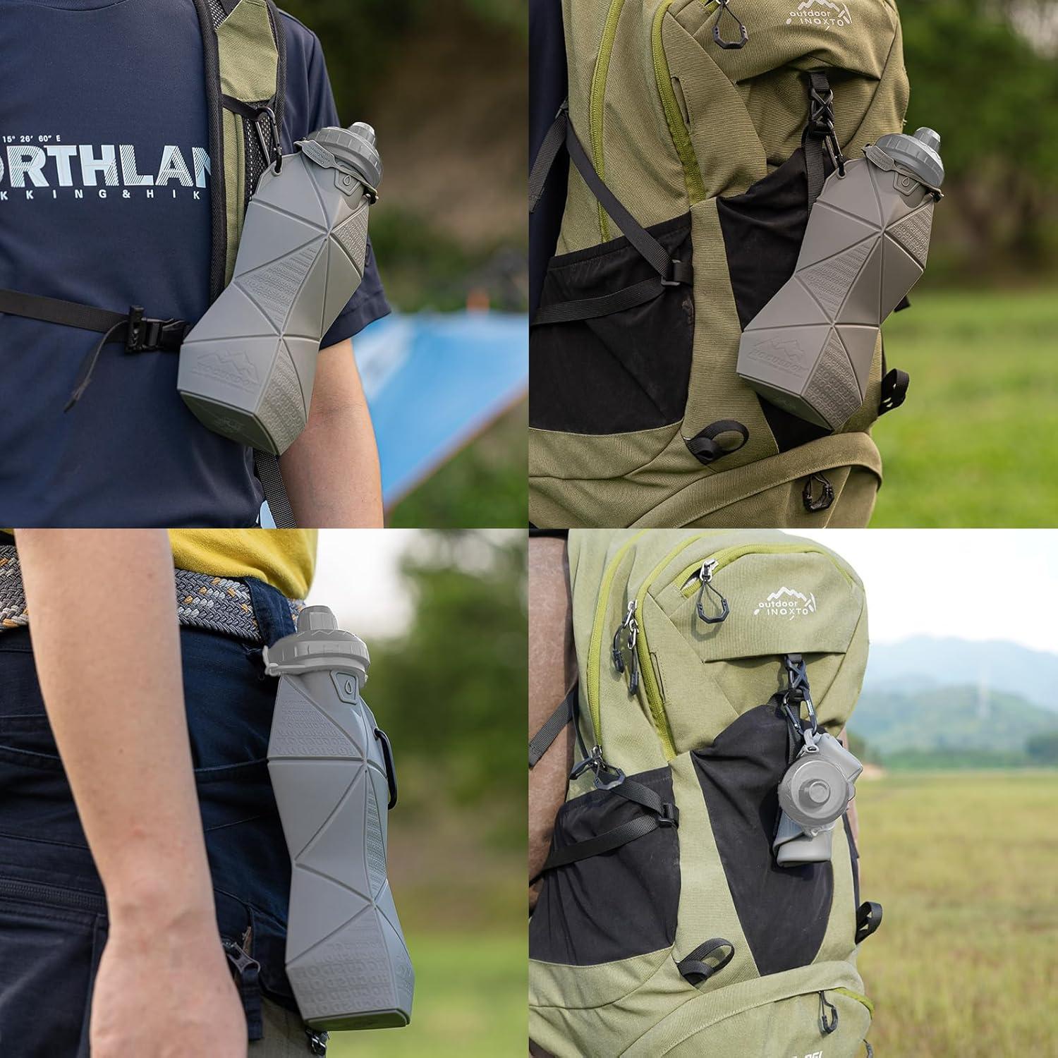 Botella de Agua Plegable Paspring 580ml Silicona Gris