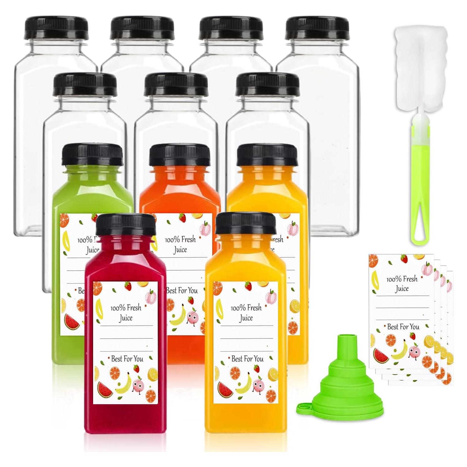 Botellas de Jugo Reutilizables Leaflai 12 Pcs 0.35L Tapas Seguras