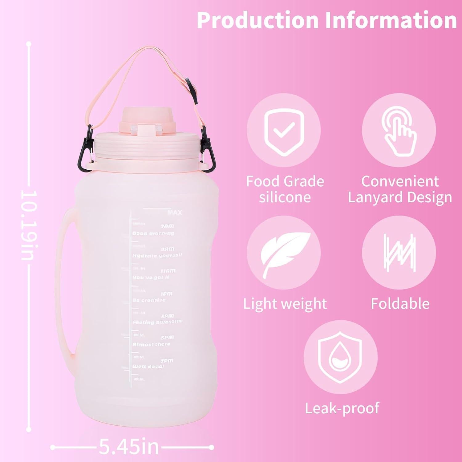Botella de Agua Plegable Yenergy 2L Rosa con Popote