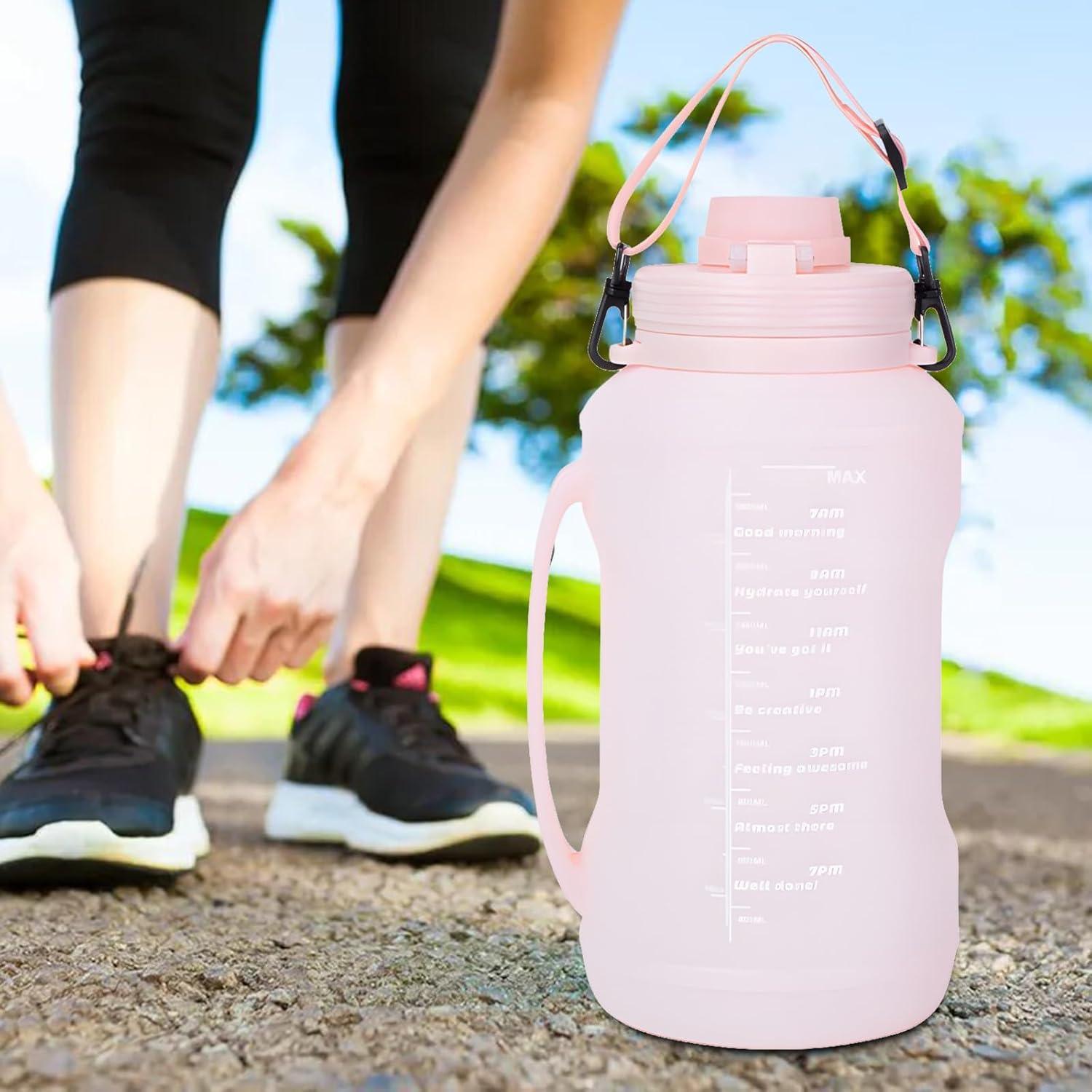 Botella de Agua Plegable Yenergy 2L Rosa con Popote