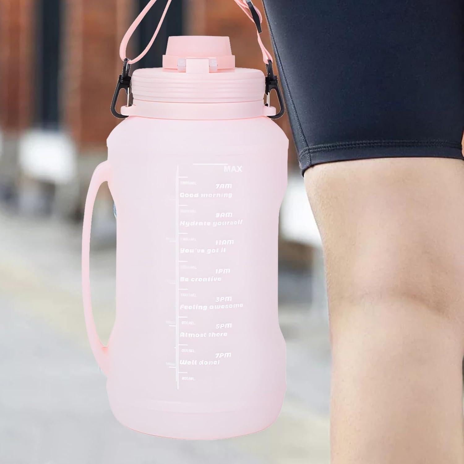 Botella de Agua Plegable Yenergy 2L Rosa con Popote