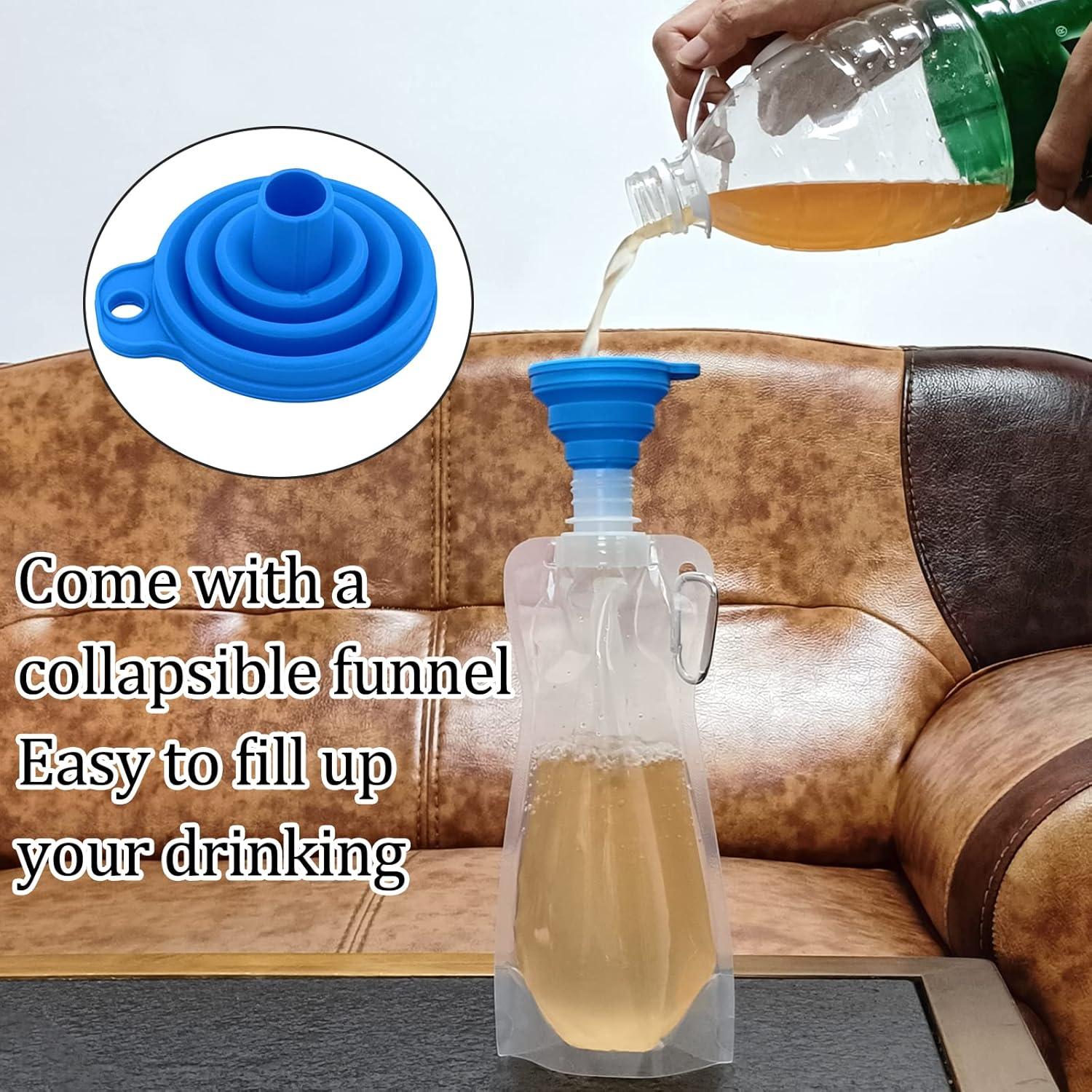 10 Botellas de Agua Plegables Genérico 480ml con Embudo