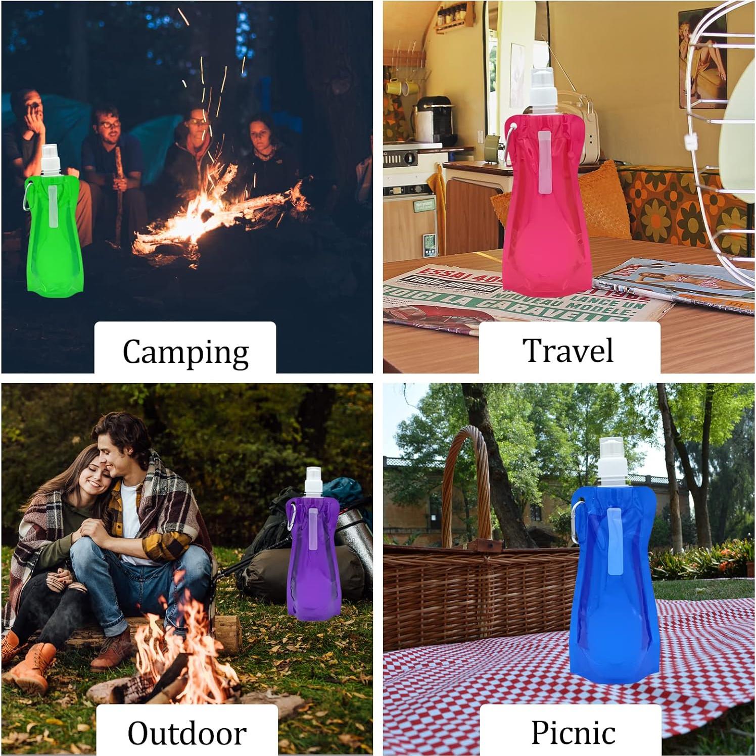 10 Botellas de Agua Plegables Genérico 480ml con Embudo