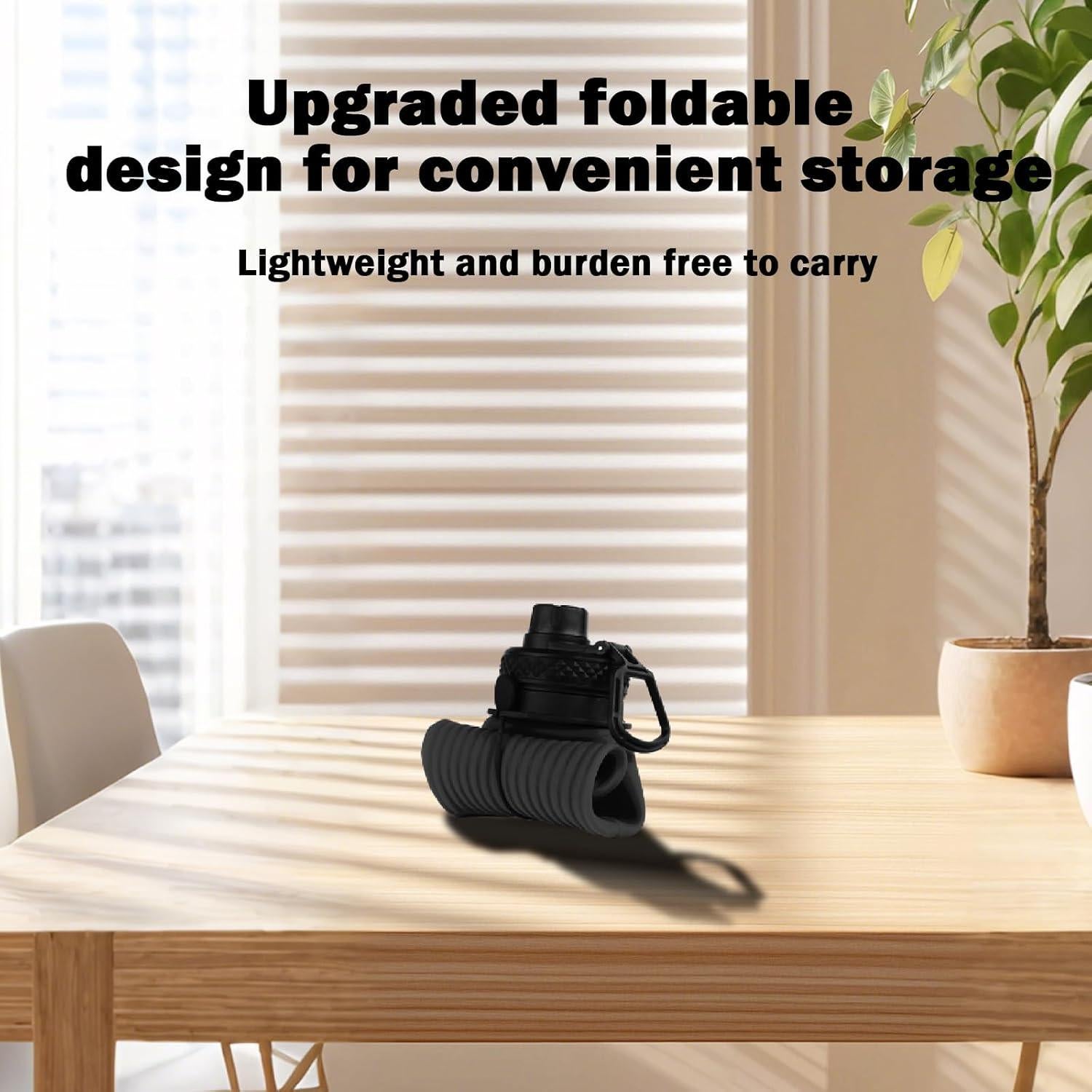 Botella de Agua Plegable Paspring 700ml Silicona Negra