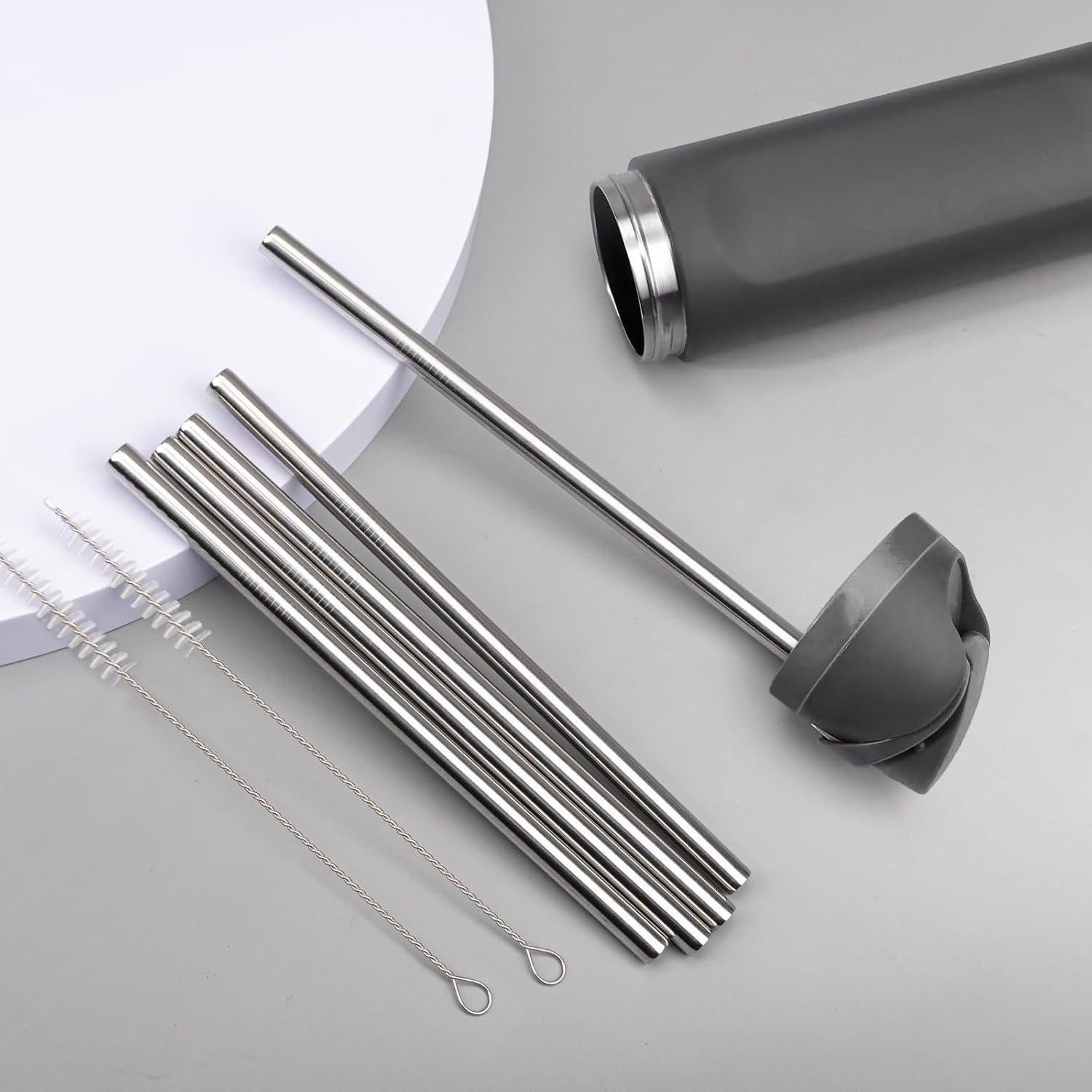 Popotes de Acero Inoxidable Reutilizables Esayendder 6 PCS 21 cm