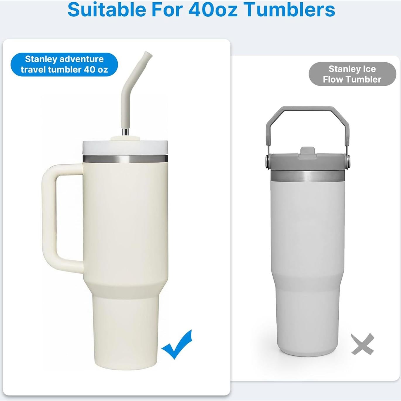 Popotes de acero inoxidable Bluwing con puntas de silicona 40 oz