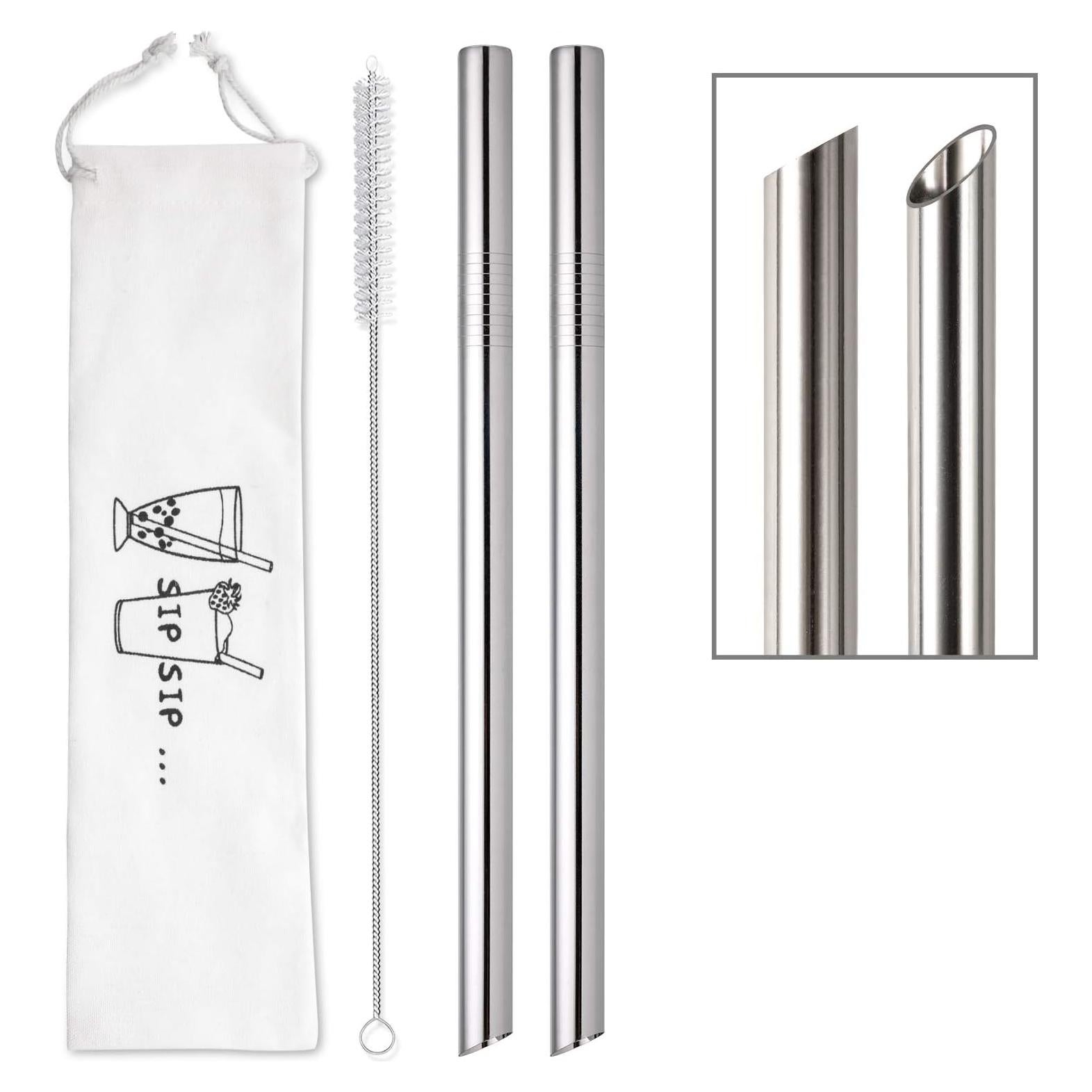 Popotes Reutilizables Jumbo HIWARE Acero Inoxidable 2 Pcs 25.4 cm