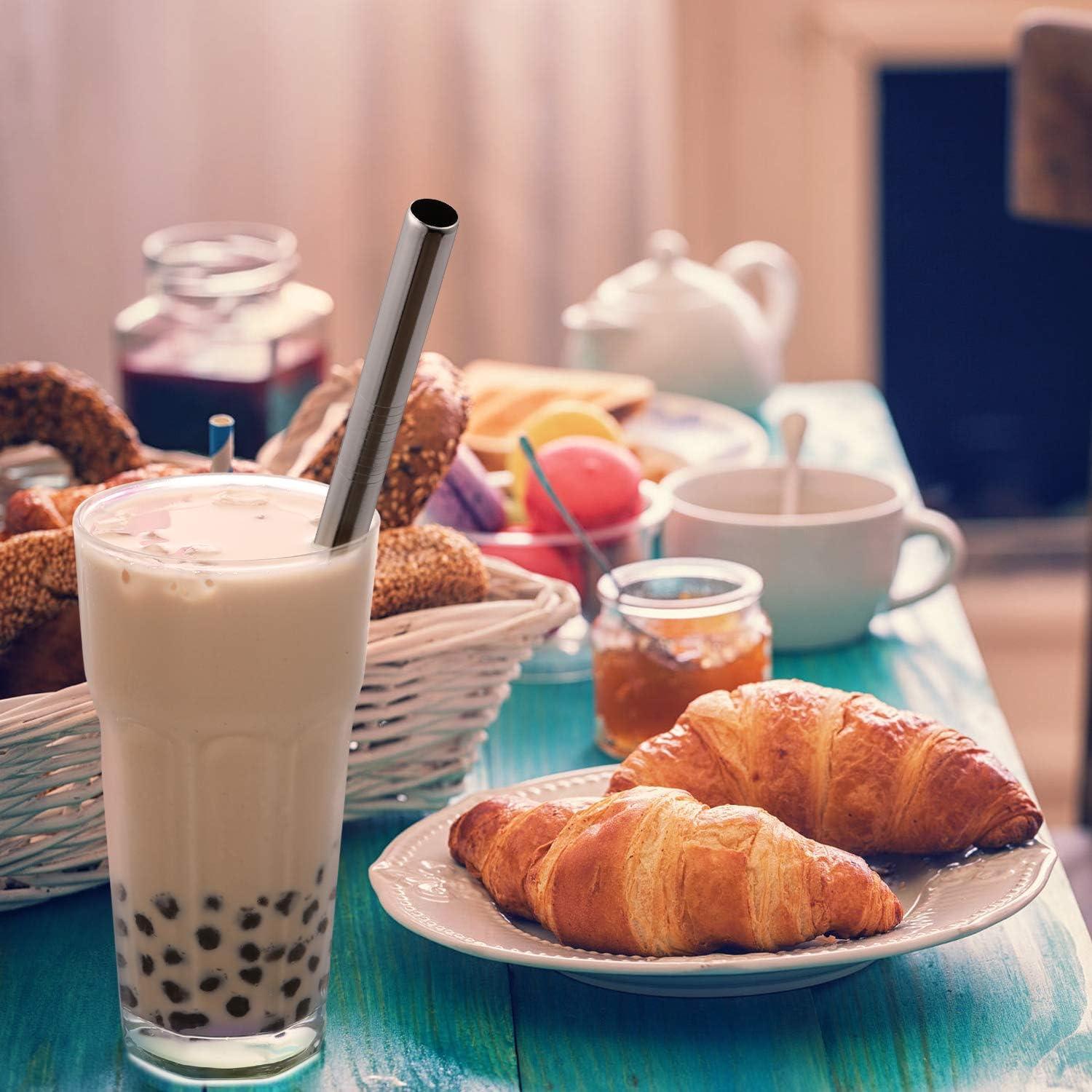 Popotes Reutilizables Jumbo HIWARE Acero Inoxidable 2 Pcs 25.4 cm