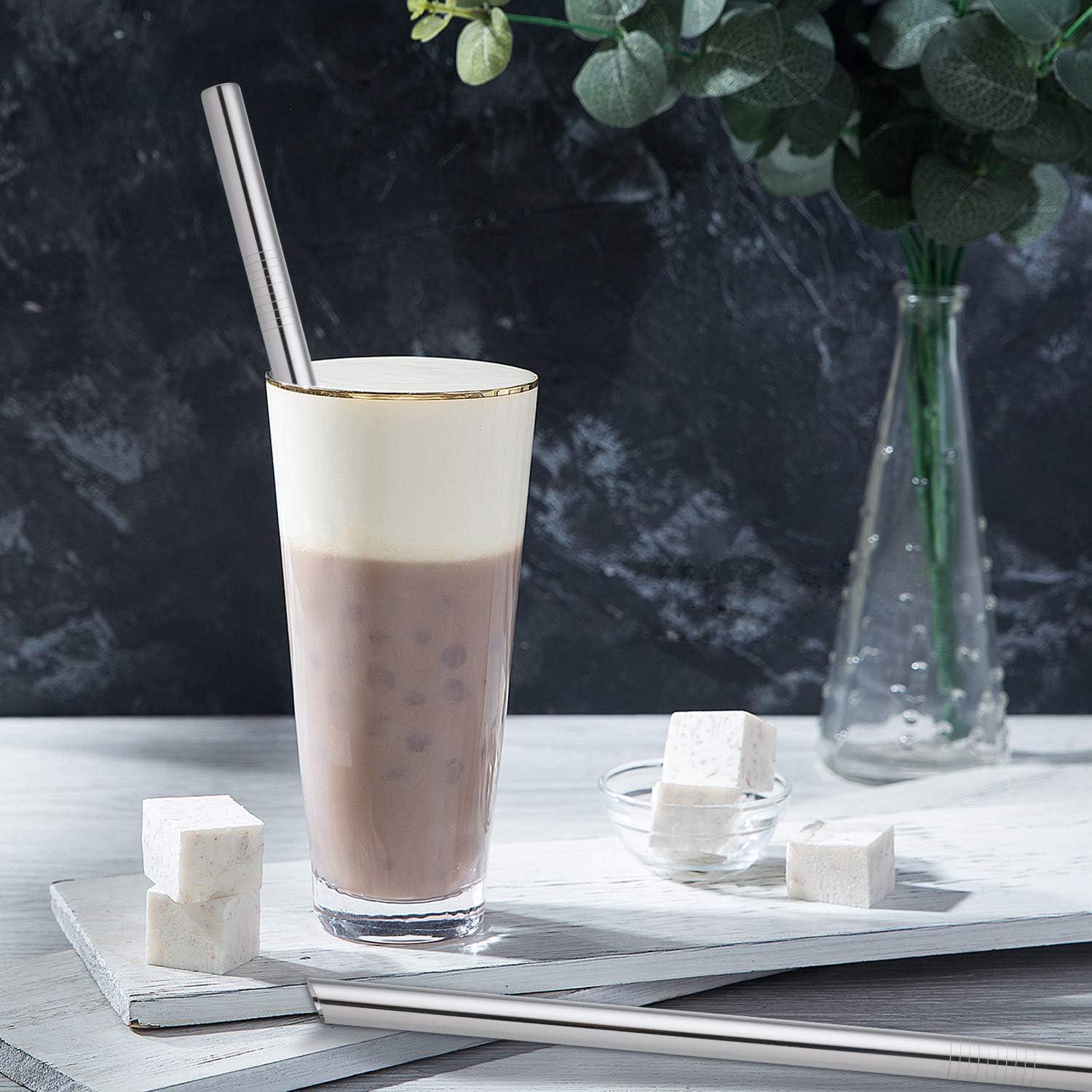 Popotes Reutilizables Jumbo HIWARE Acero Inoxidable 2 Pcs 25.4 cm