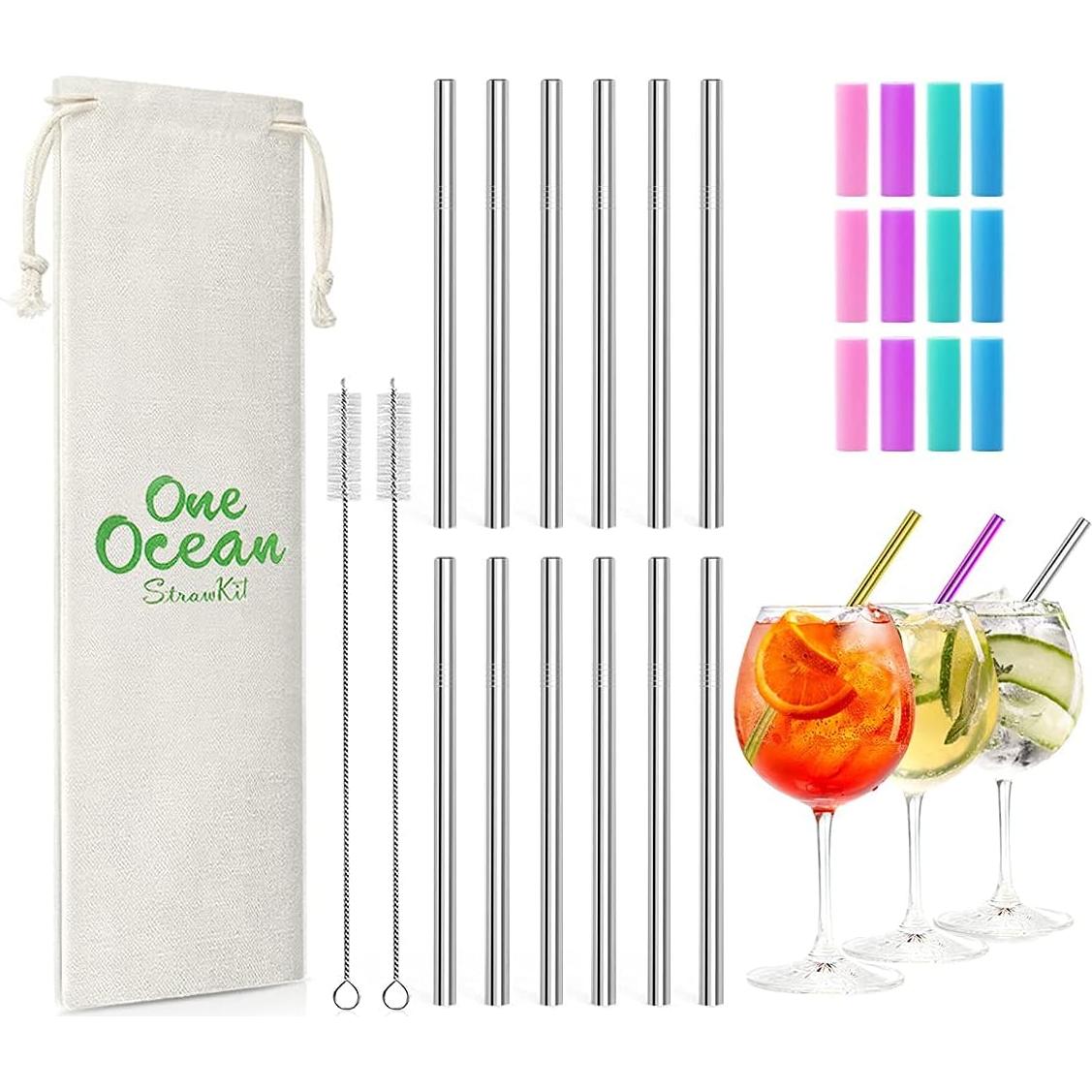 Pajitas Reutilizables de Acero Inoxidable Teivio 12 Unidades 12.7 cm Plata