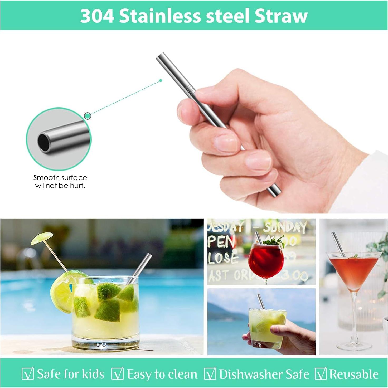 Pajitas Reutilizables de Acero Inoxidable Teivio 12 Unidades 12.7 cm Plata