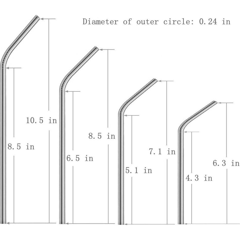 Popotes Reutilizables de Acero Inoxidable BGMAXimum - 20 Pcs 4 Tamaños