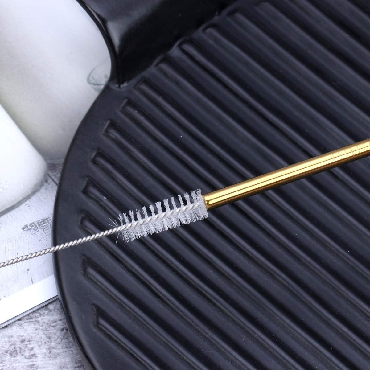 Juego de 18 Pajitas Reutilizables HOMQUEN Doradas 21.6 cm