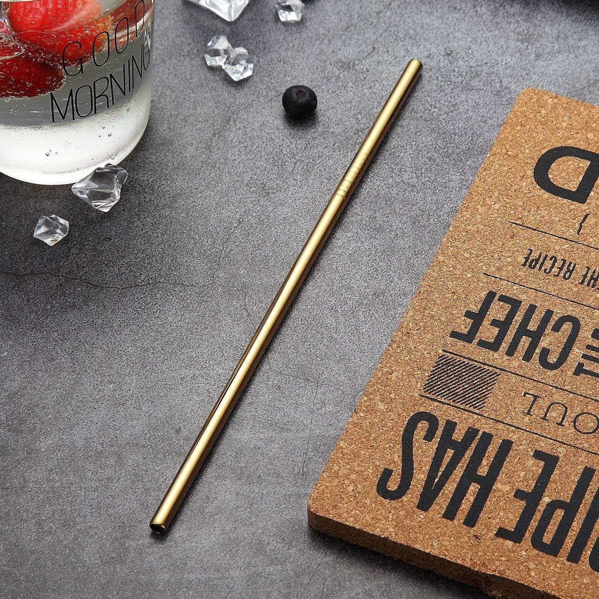 Juego de 18 Pajitas Reutilizables HOMQUEN Doradas 21.6 cm