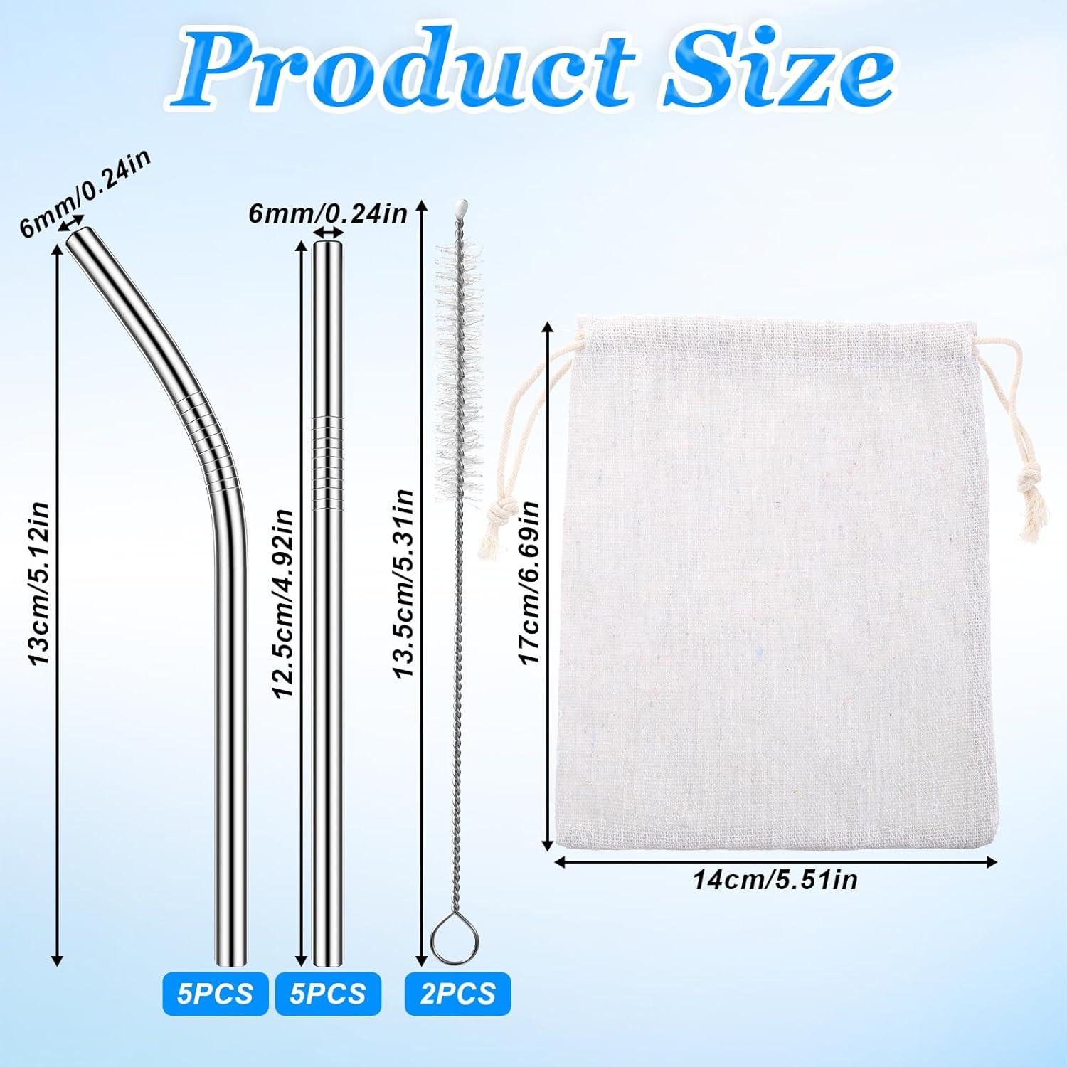 Paquete de 10 Pajitas Metálicas Reutilizables SynHHergyx 12.7 cm