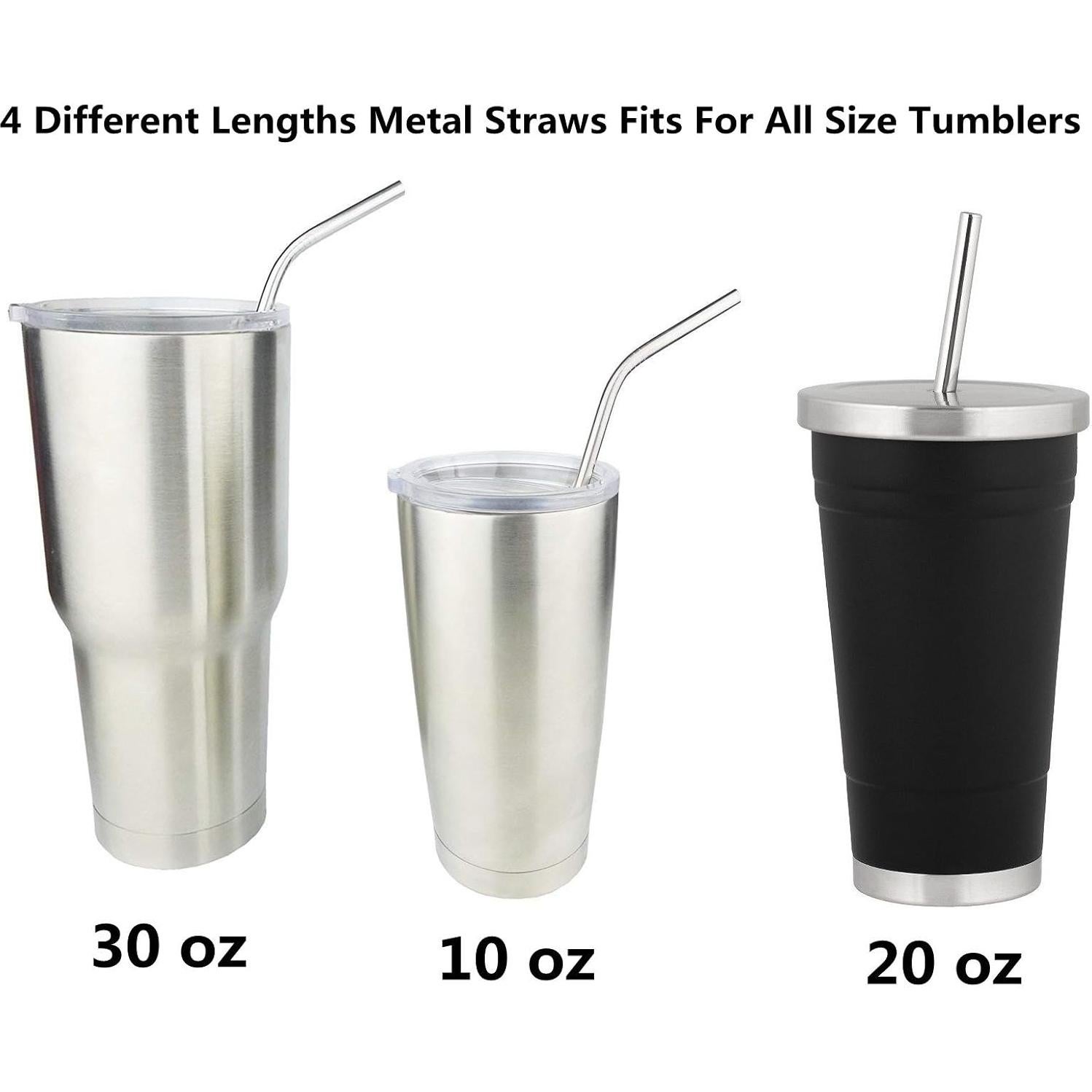 Popotes Reutilizables de Acero Inoxidable BGMAX - 20 Pcs 4 Tamaños