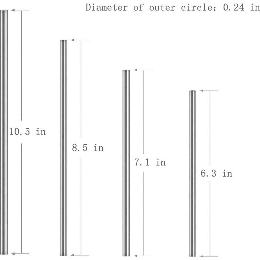 Popotes Reutilizables de Acero Inoxidable BGMAX - 20 Pcs 4 Tamaños