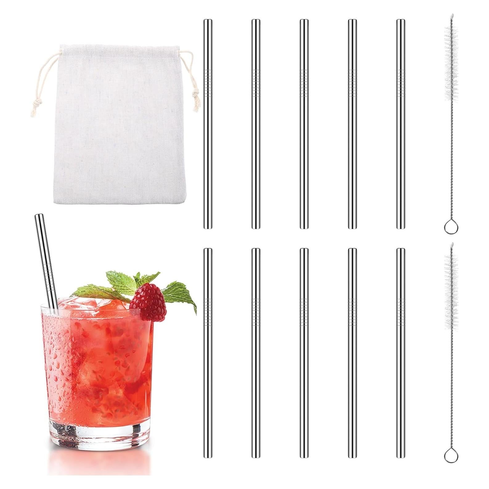 Paquete de 10 popotes de acero inoxidable SynHHergyx 11.94 cm