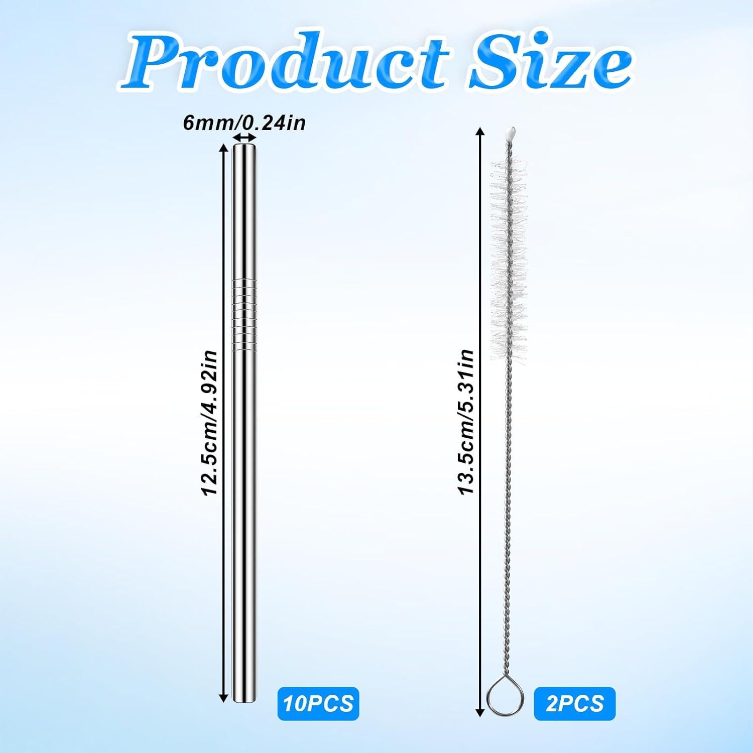 Paquete de 10 popotes de acero inoxidable SynHHergyx 11.94 cm