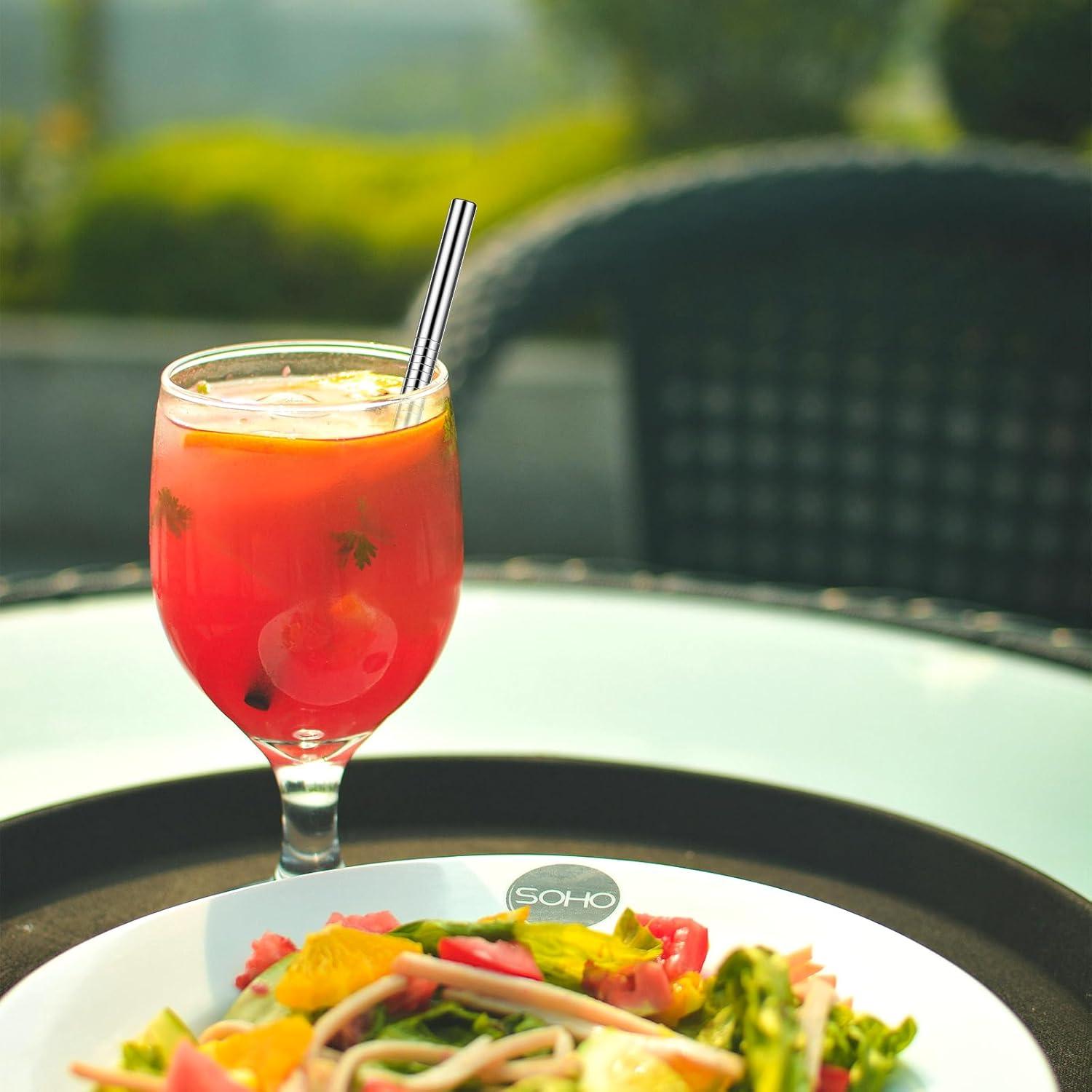 Paquete de 10 popotes de acero inoxidable SynHHergyx 11.94 cm