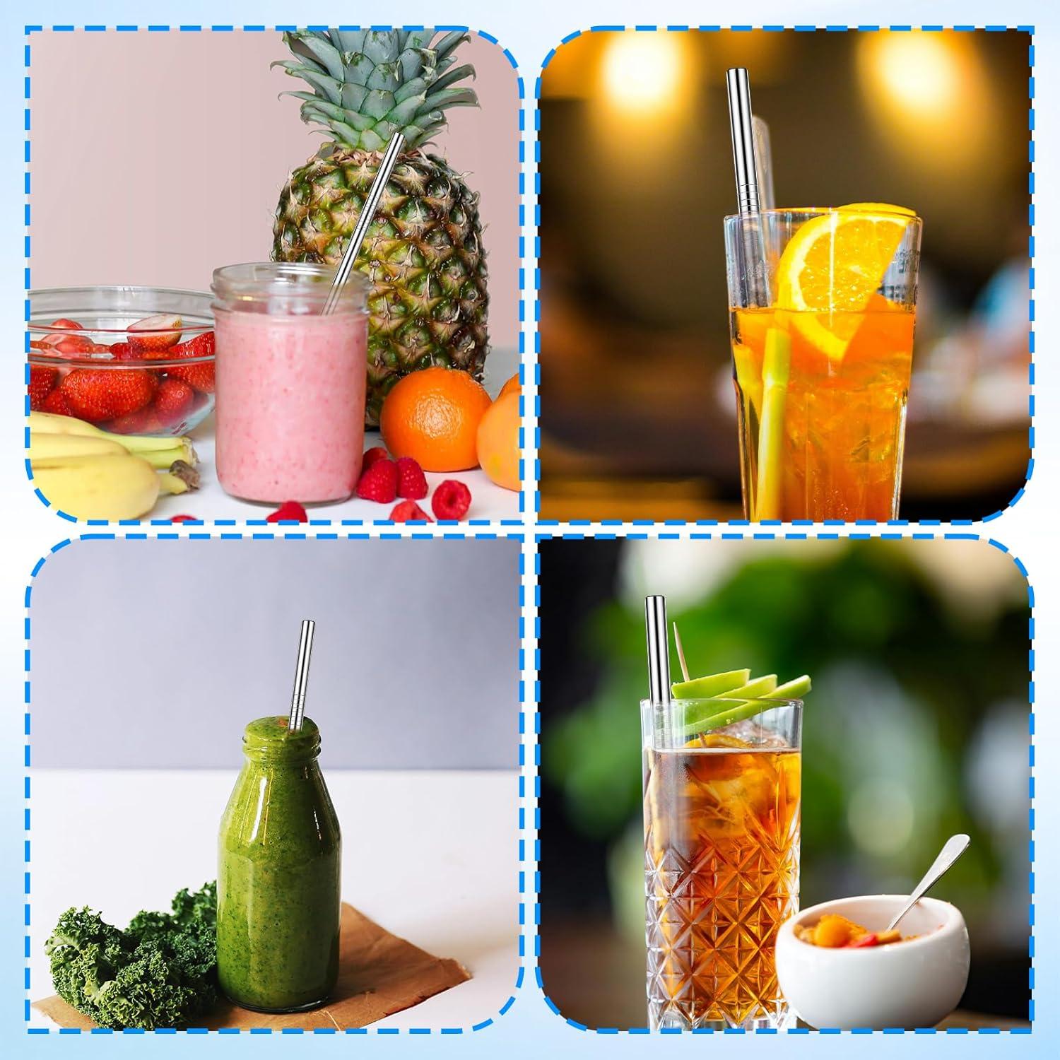 Paquete de 10 popotes de acero inoxidable SynHHergyx 11.94 cm