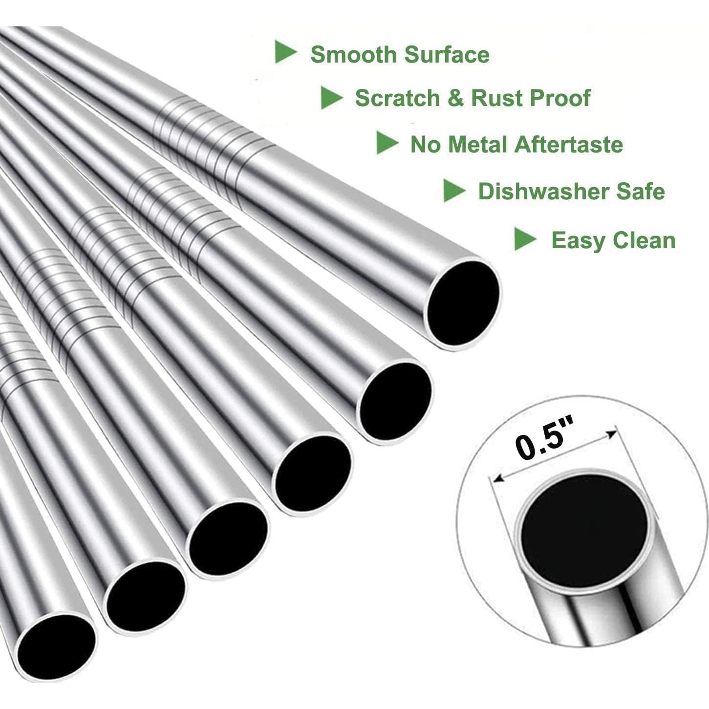 Popotes Reutilizables Vinaco Acero Inoxidable 1.27 cm Ancho