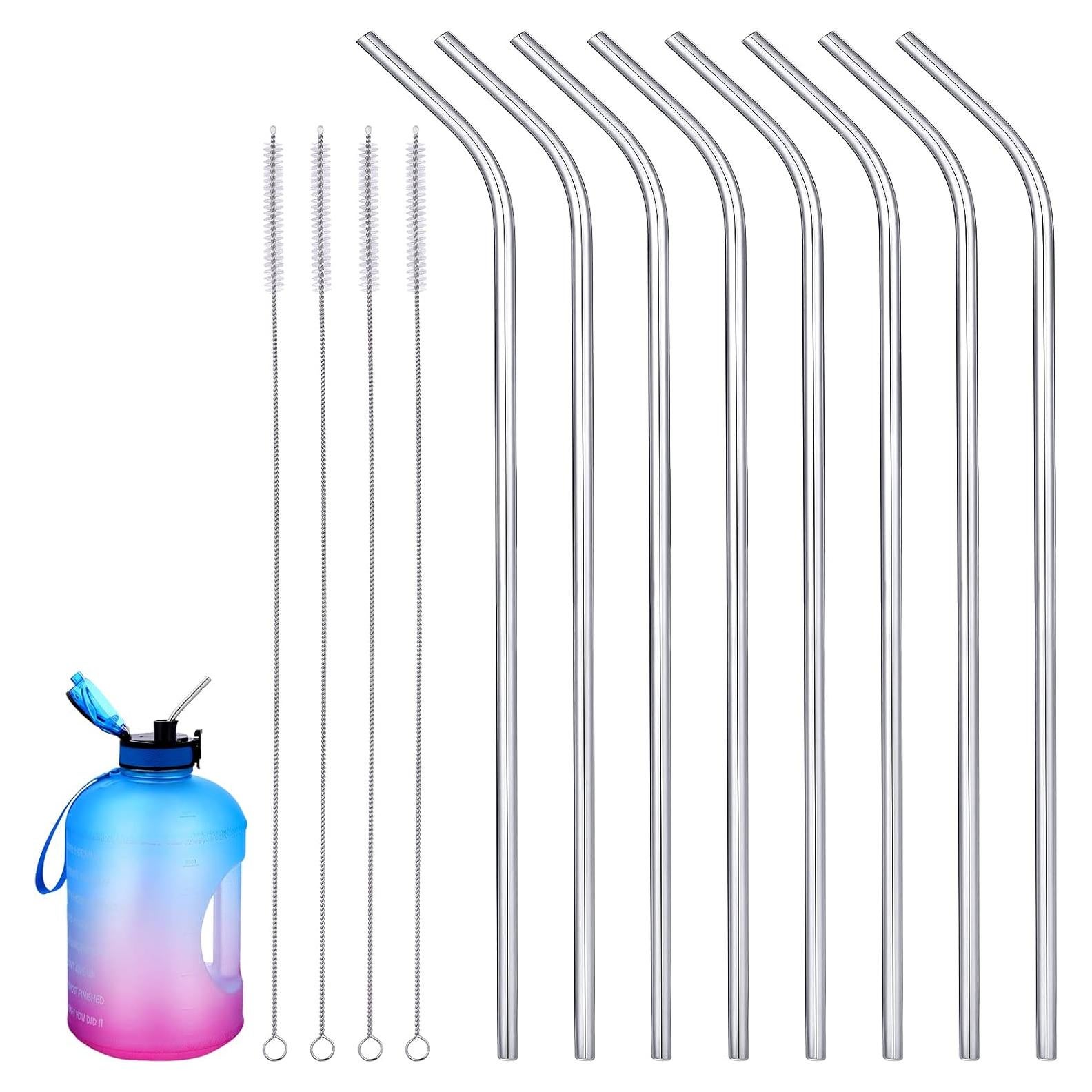 Pajitas de Acero Inoxidable Geiserailie 14" 8 Piezas con Cepillos