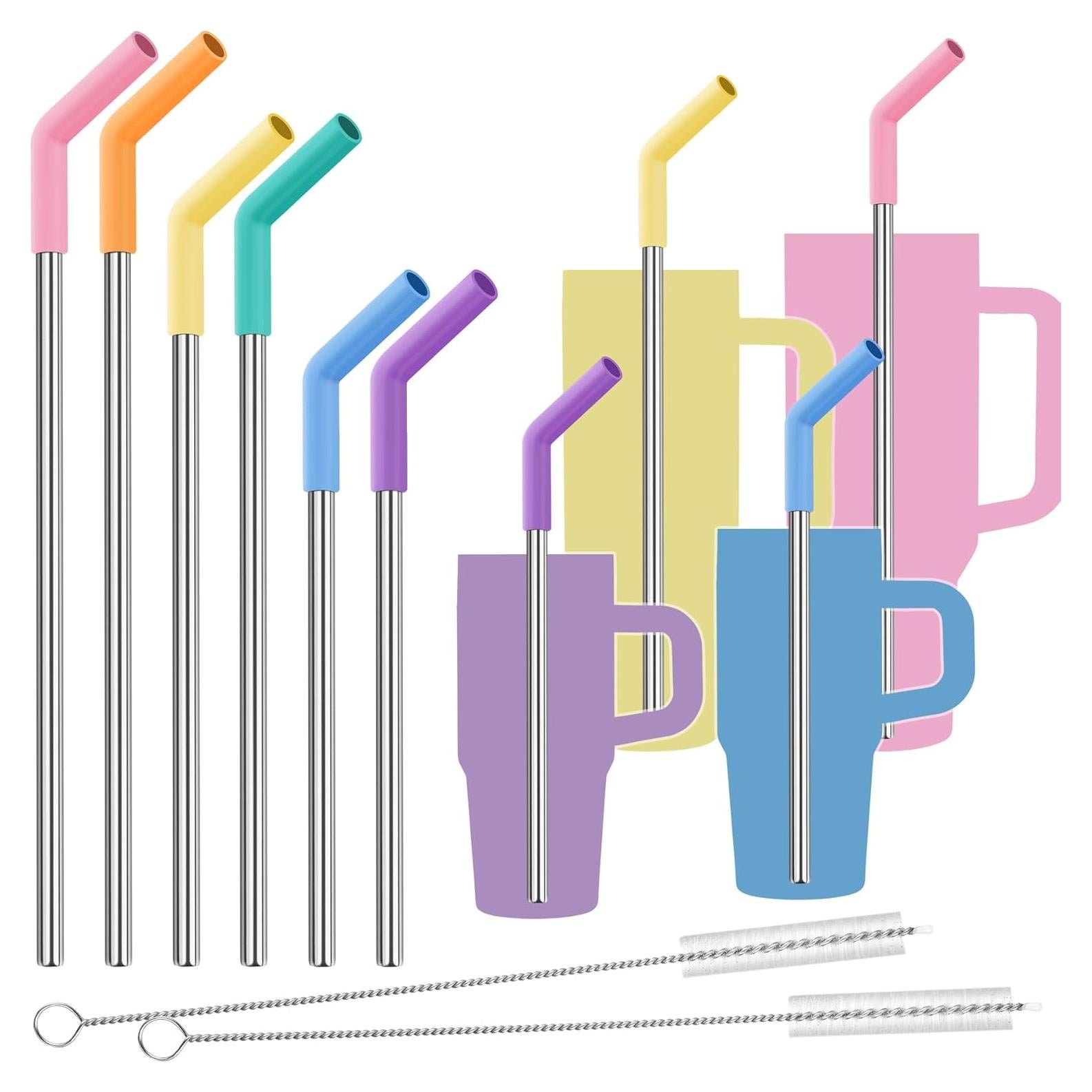 Juego de 6 Pajillas Reutilizables Tomorotec Acero Inoxidable 3 Tamaños