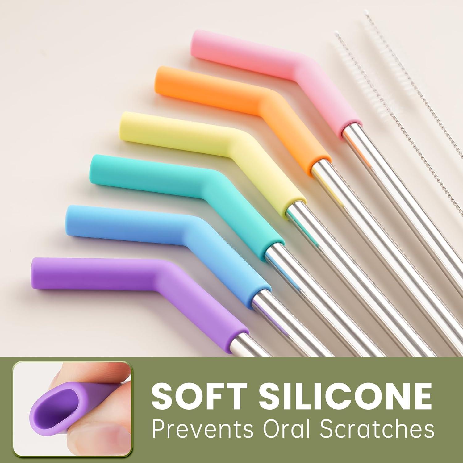 Juego de 6 Pajillas Reutilizables Tomorotec Acero Inoxidable 3 Tamaños