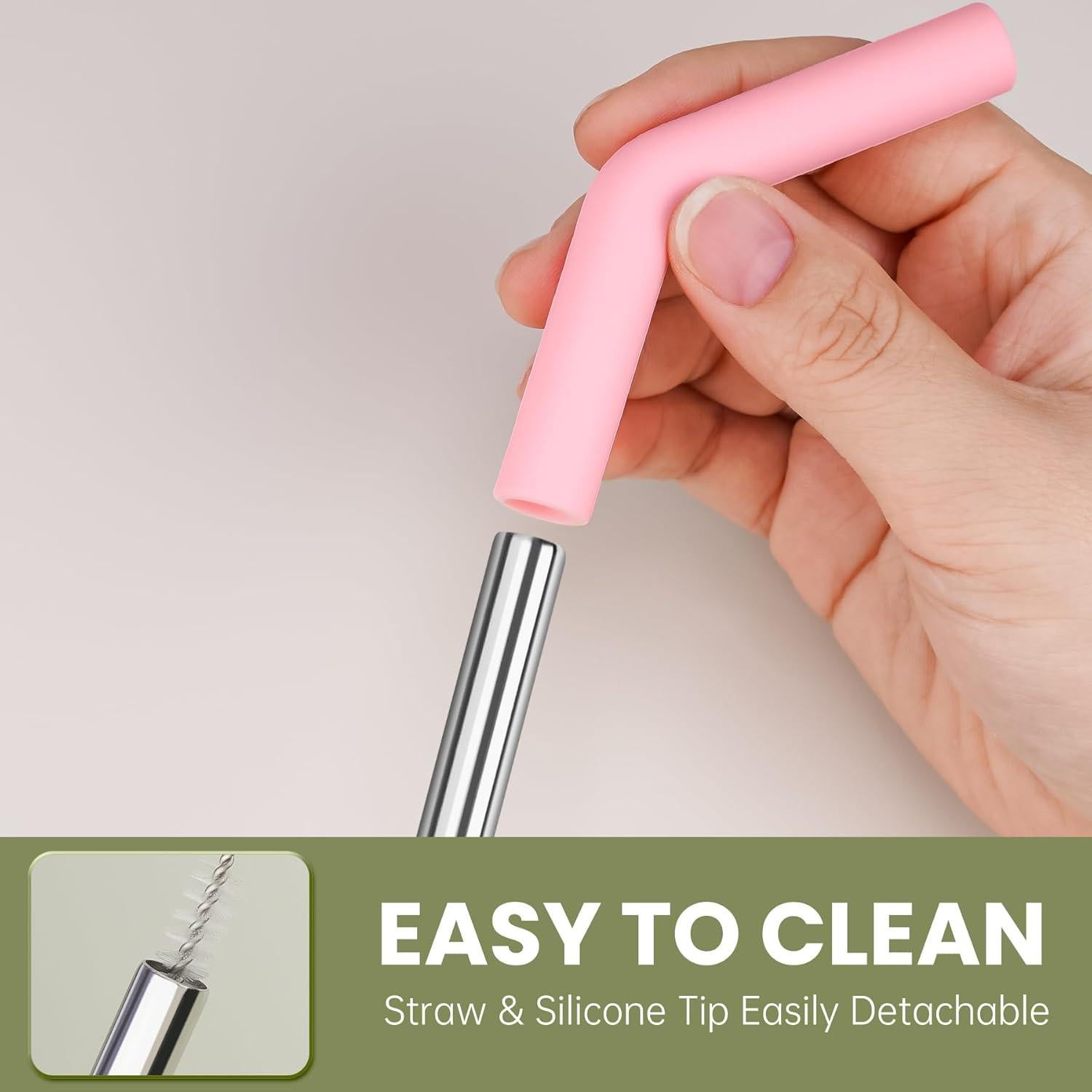 Juego de 6 Pajillas Reutilizables Tomorotec Acero Inoxidable 3 Tamaños