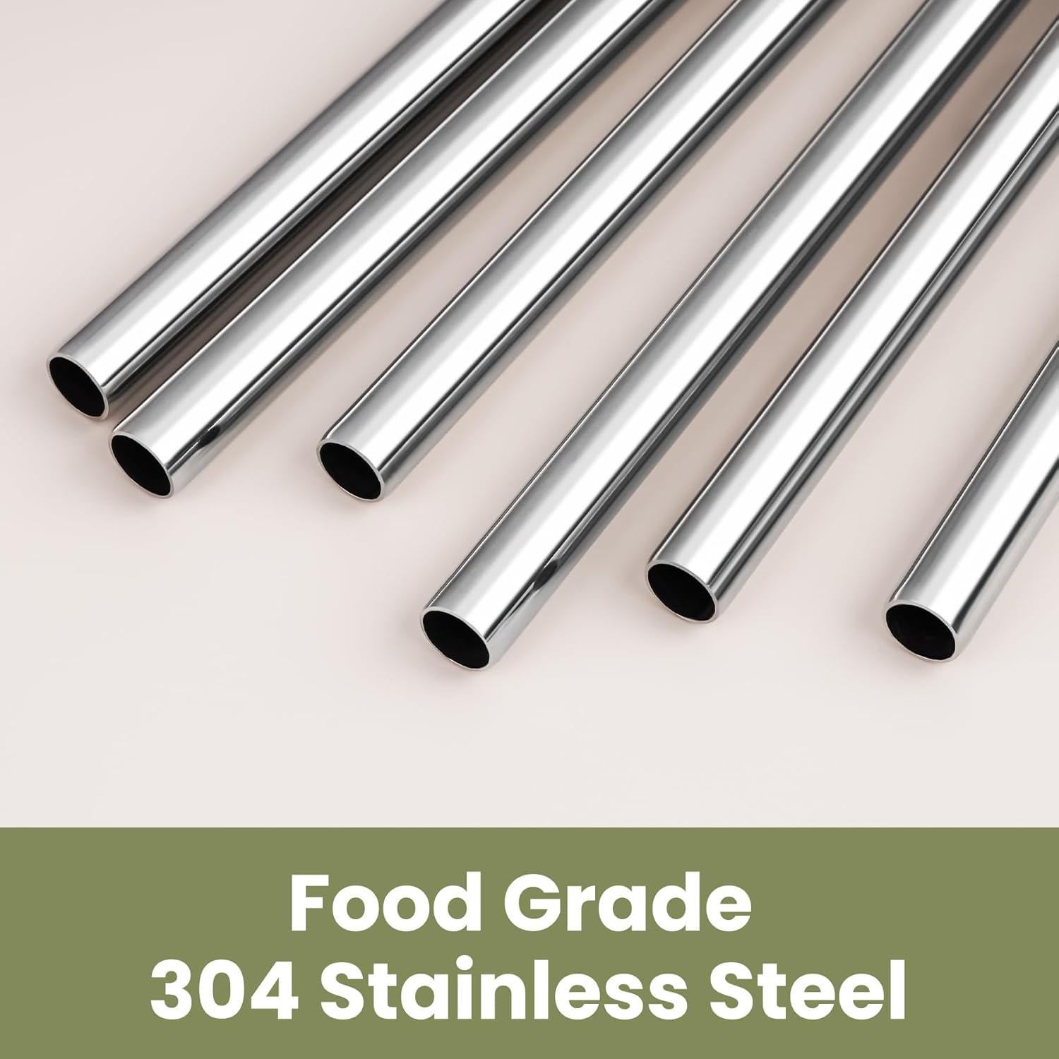 Juego de 6 Pajillas Reutilizables Tomorotec Acero Inoxidable 3 Tamaños