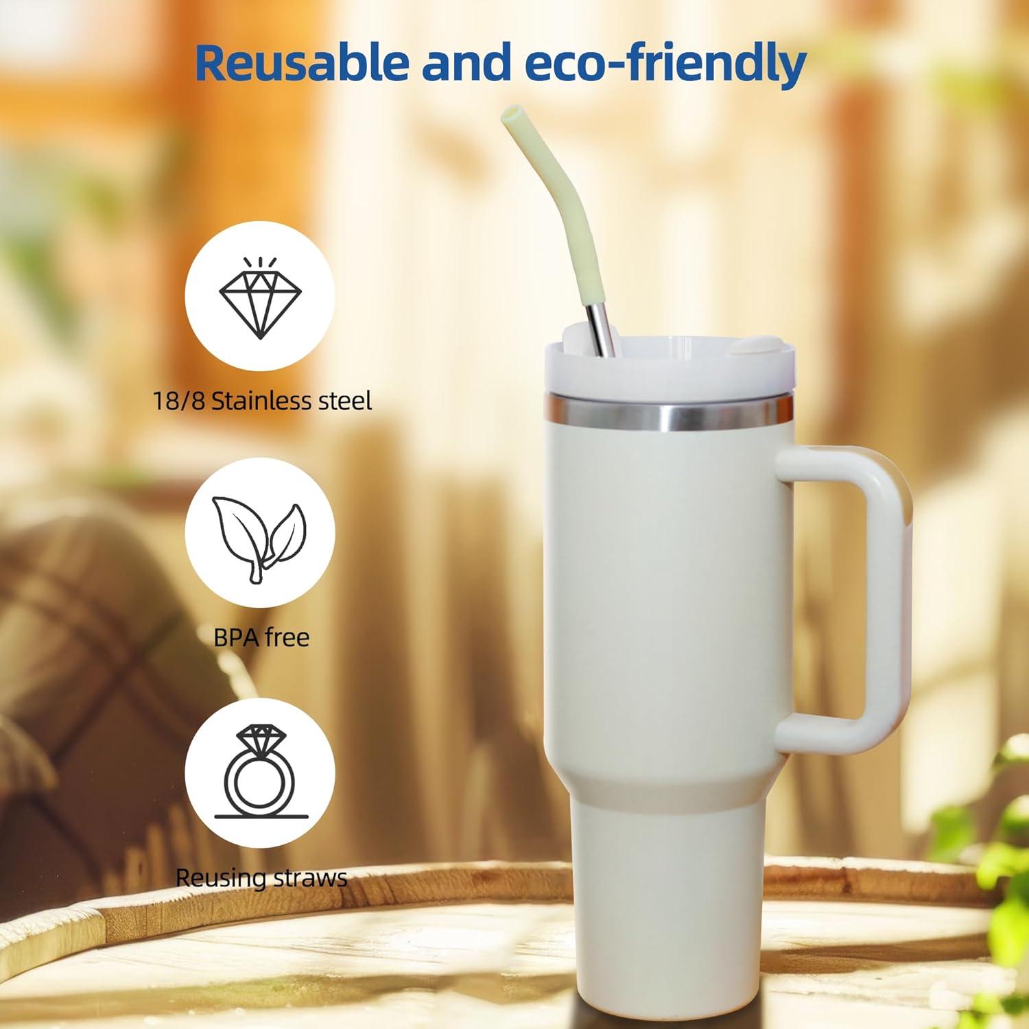 Juego de 5 Pajitas de Acero Inoxidable JINRICH 40 cm Reutilizables