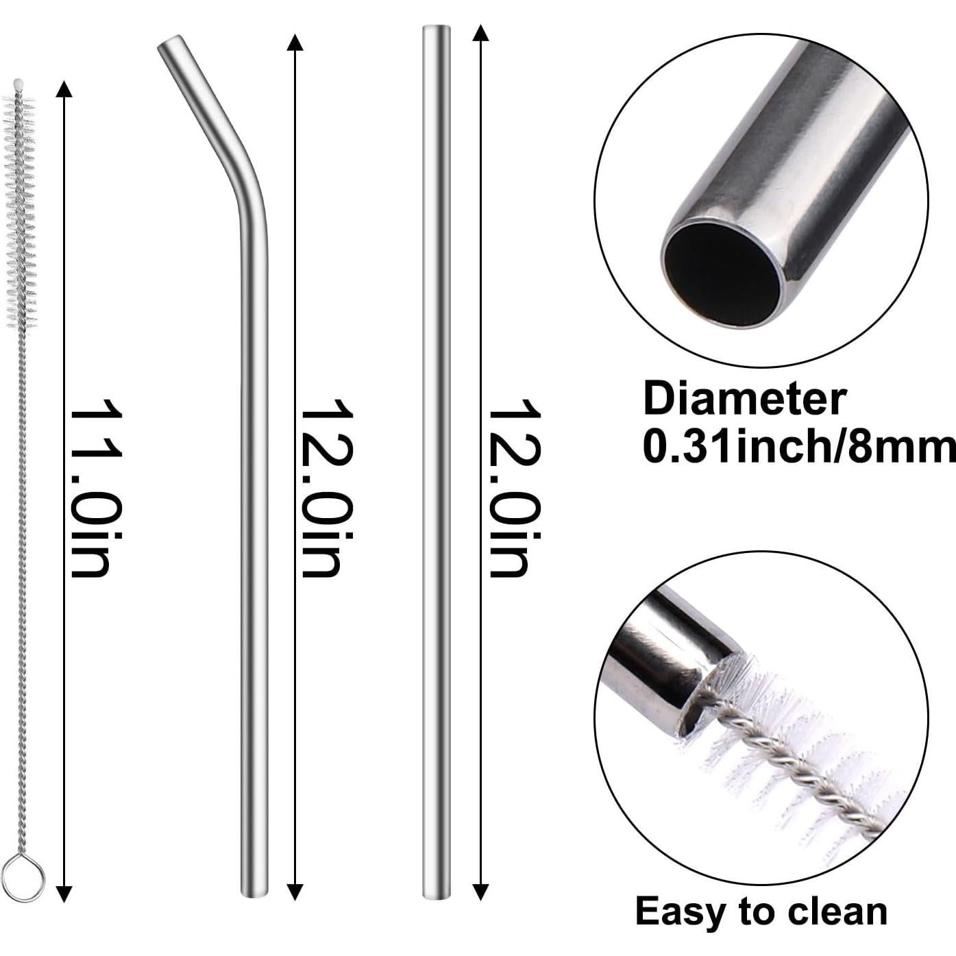 Popotes de Metal AIERSA 12" Reutilizables para Vaso Stanley 40oz