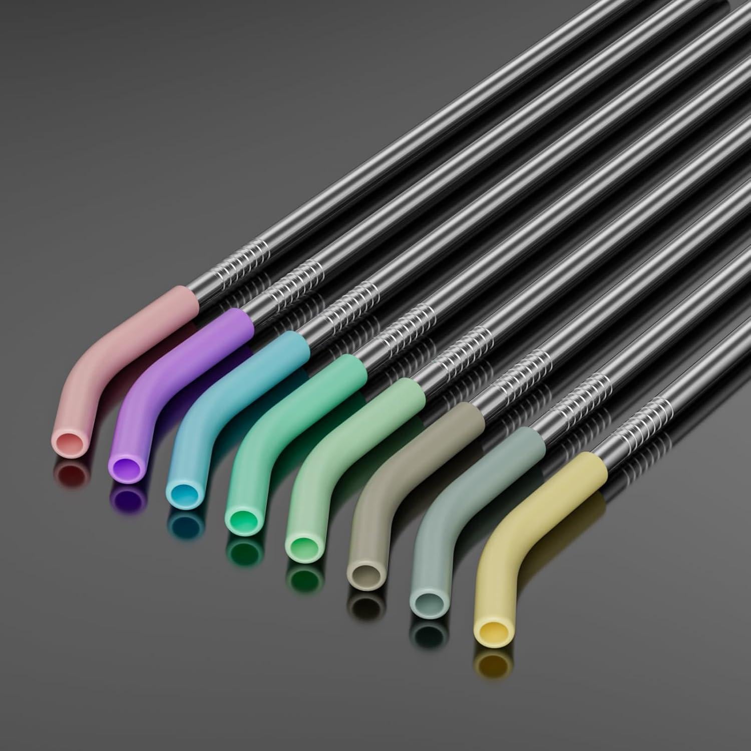 Paquete de 8 Pajitas de Acero Inoxidable SAINT NIEVE 35.56 cm