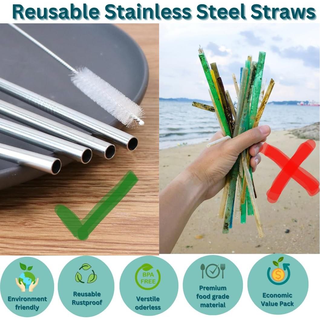 Popotes Metálicos Reutilizables Mato London 10mm x 315mm - 5 Unidades