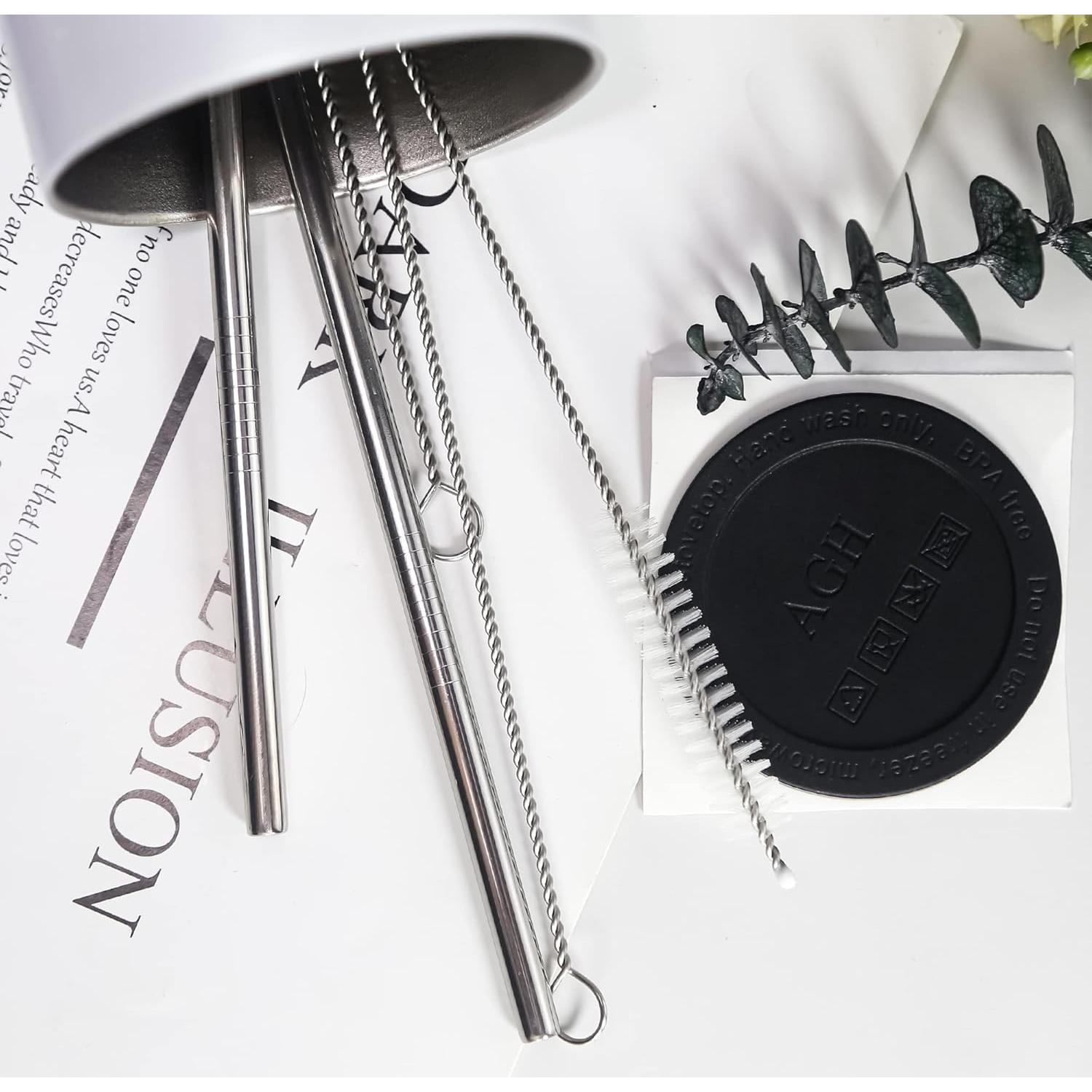 Paquete de 25 Popotes Reutilizables AGH de Acero Inoxidable 24.1 cm