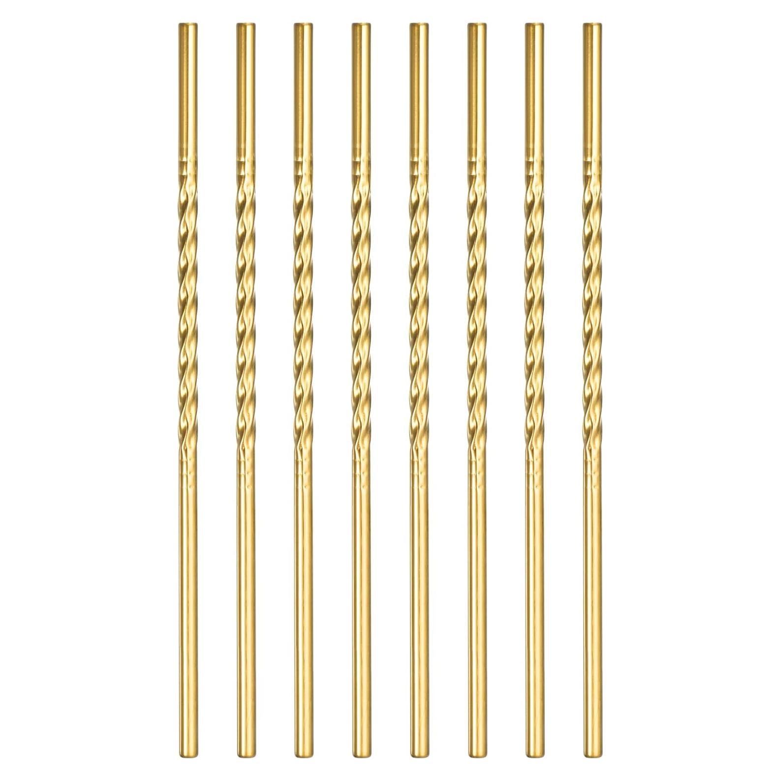 Popotes de Metal Reutilizables uxcell Dorado 8 Piezas 21.5 cm
