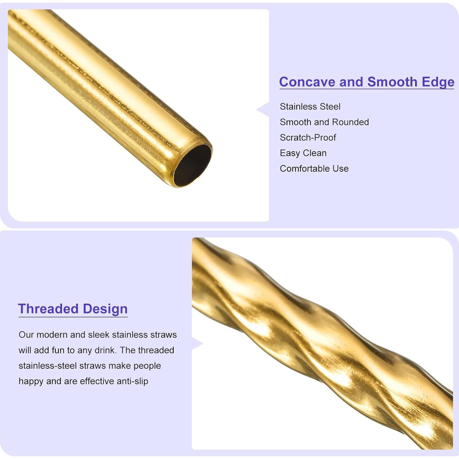 Popotes de Metal Reutilizables uxcell Dorado 8 Piezas 21.5 cm