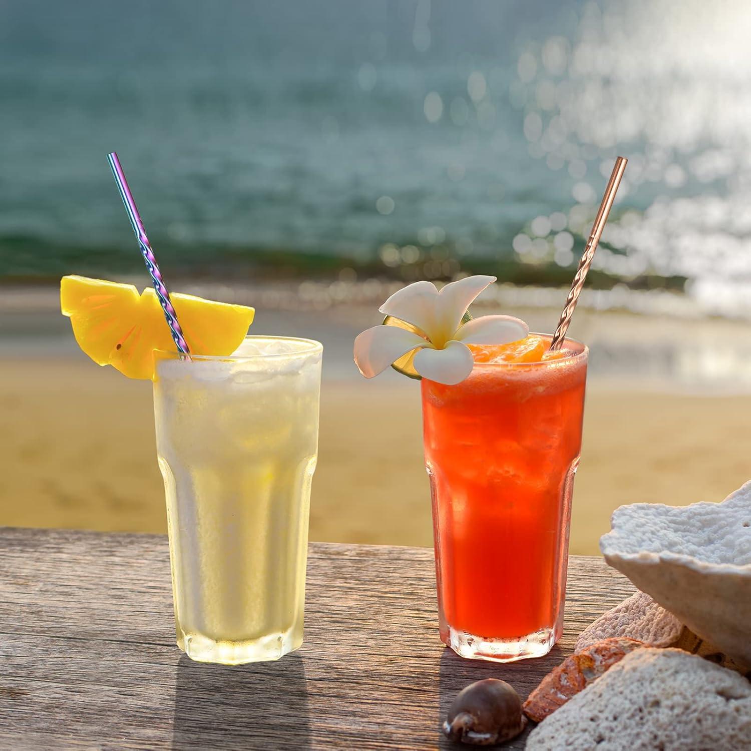 Popotes de Metal Reutilizables uxcell Dorado 8 Piezas 21.5 cm