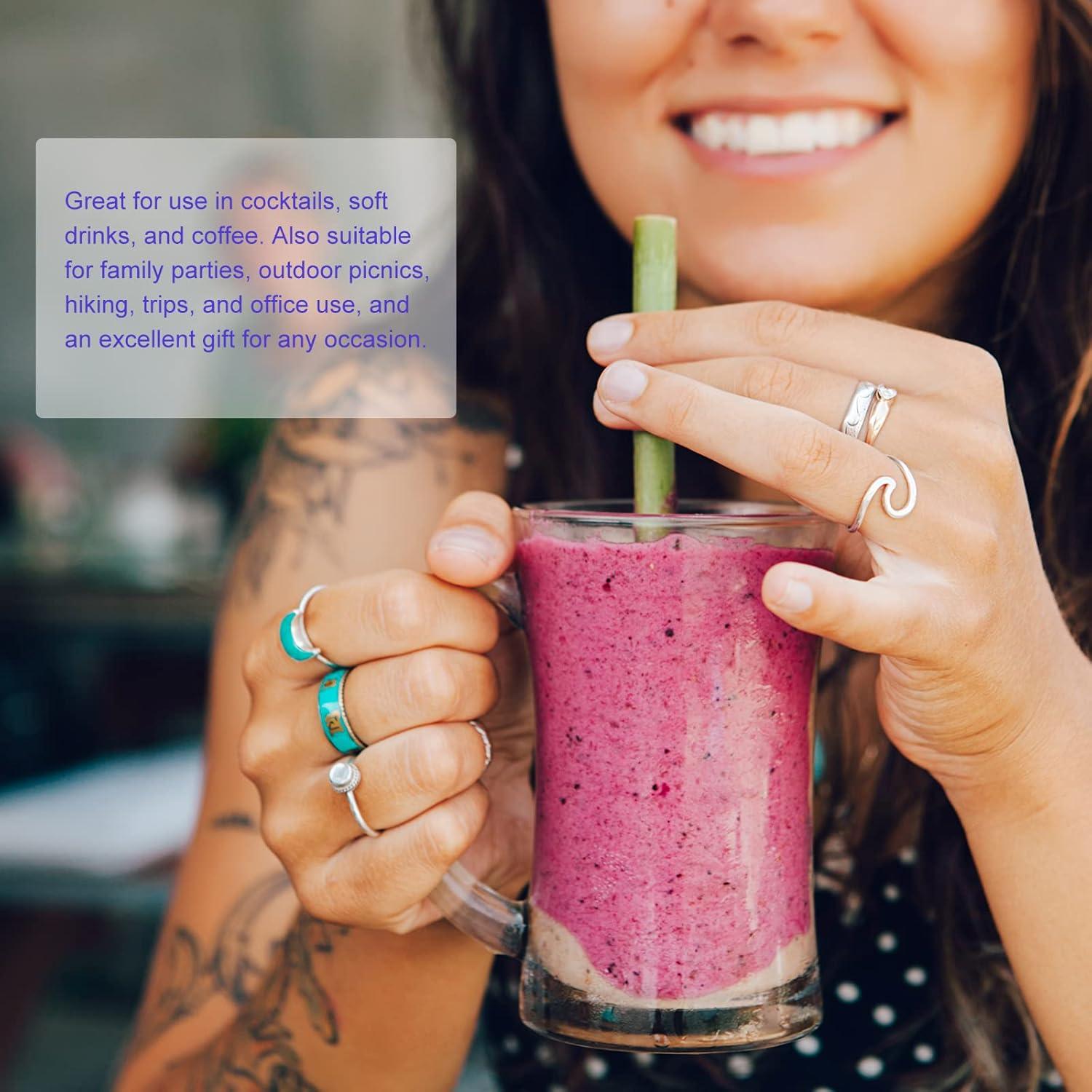 Popotes de Metal Reutilizables uxcell Dorado 8 Piezas 21.5 cm