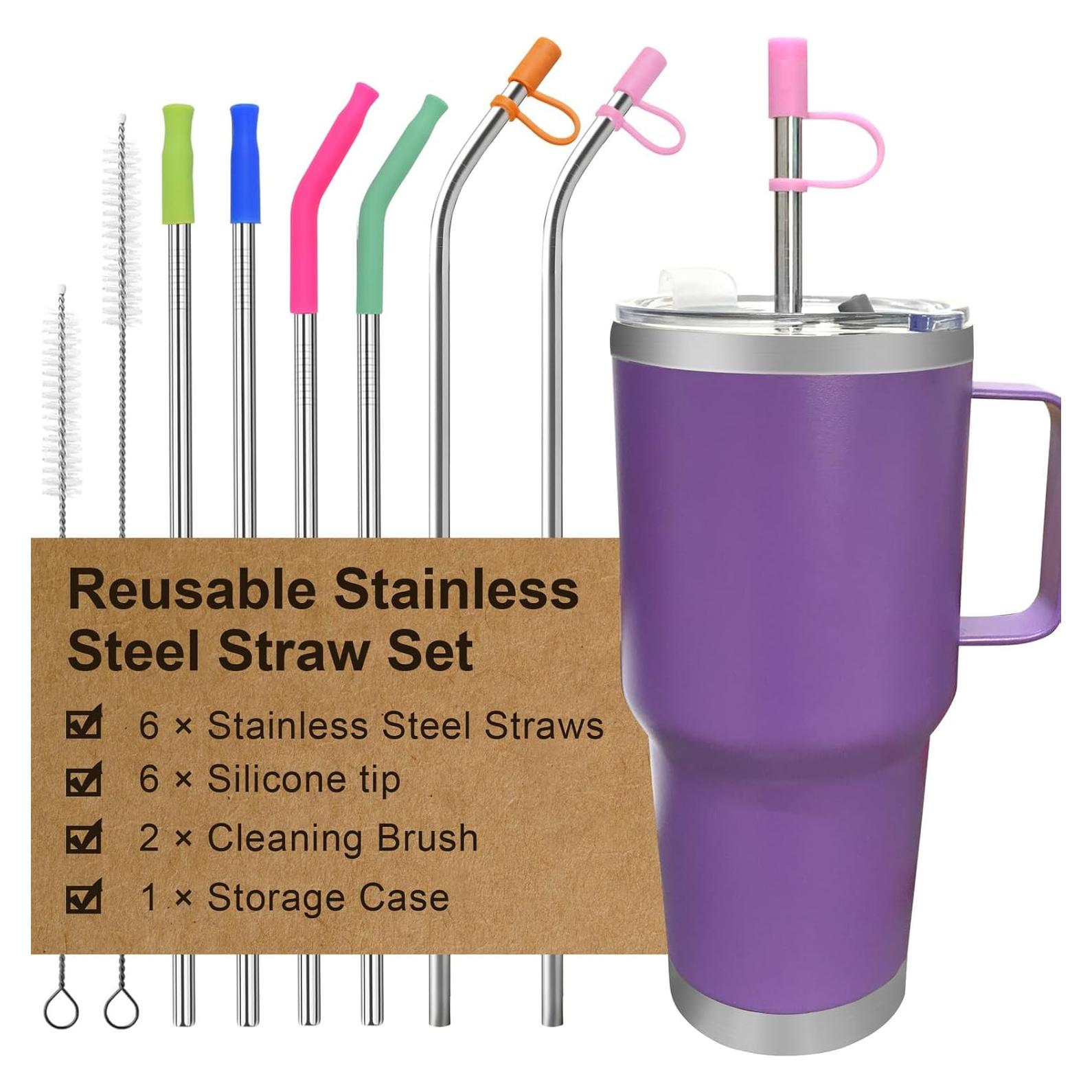 Juego de Popotes Reutilizables de Acero Inoxidable DKYEUD 6 PCS